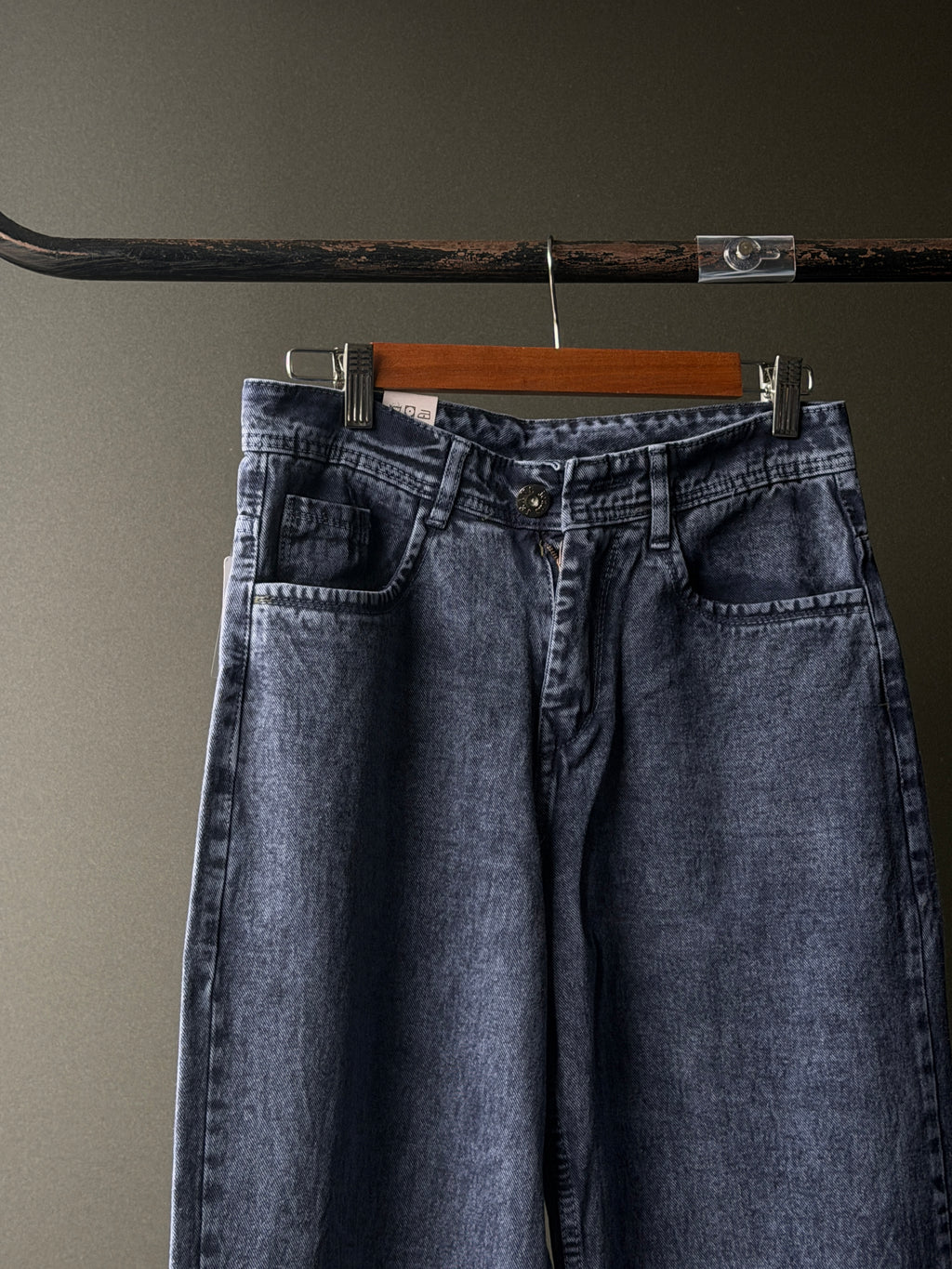 Indigo Wreck Washed Denim WideLeg Baggy Jn12/3
