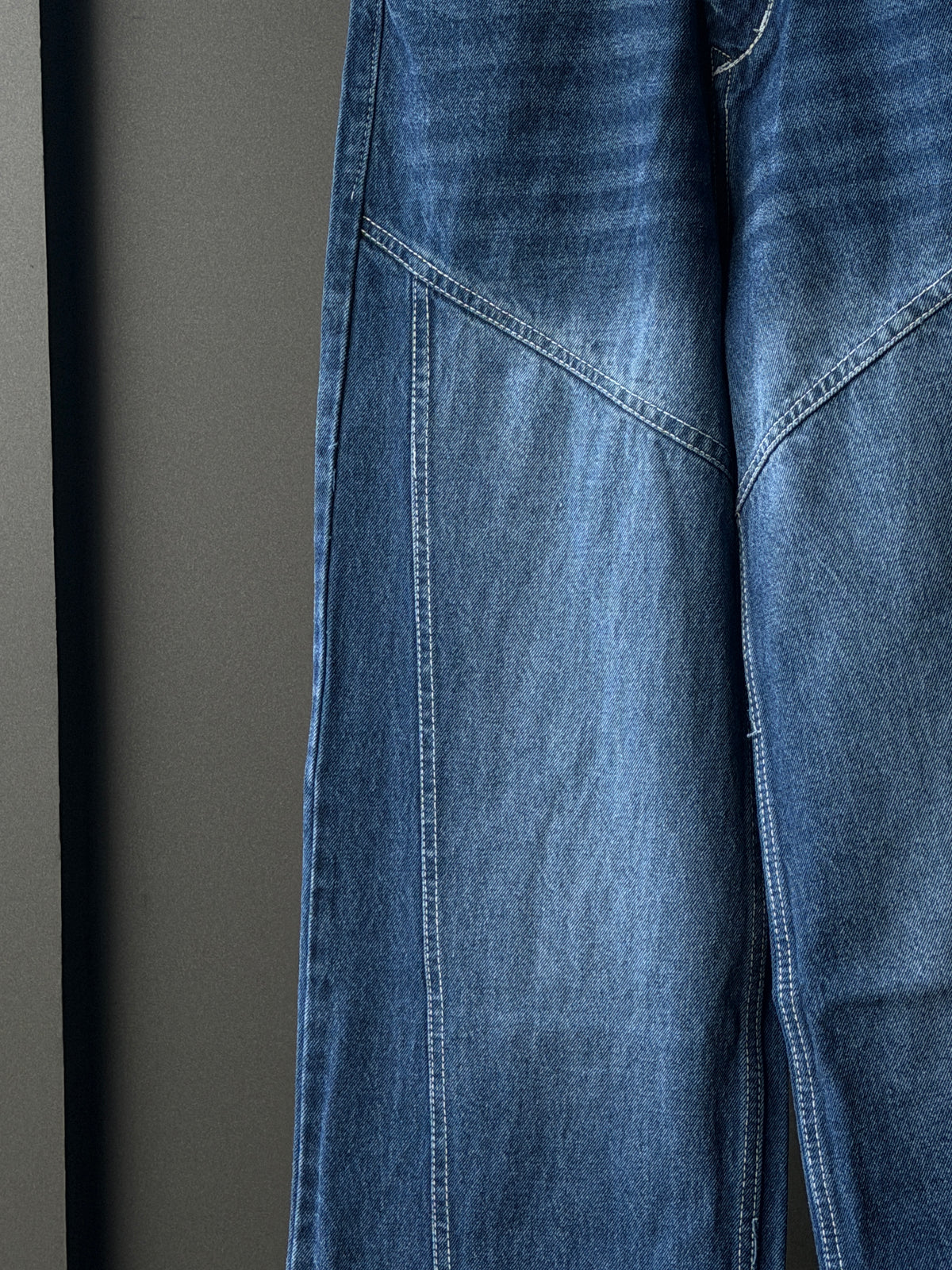Rivetline Indigo Washed Panel Denim WideLeg Baggy Jn13/2