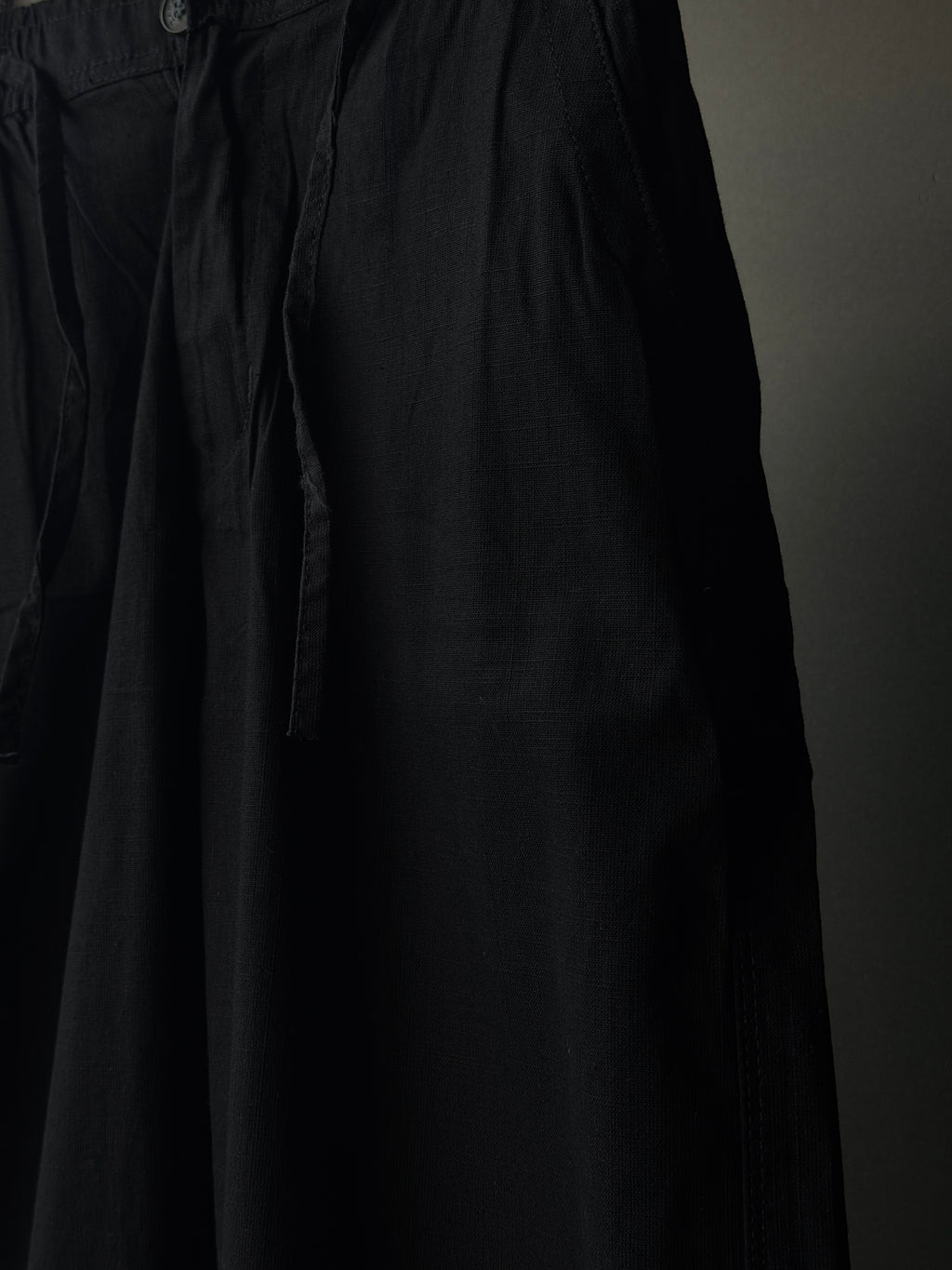 Onyx Black Linen Baggy Pants