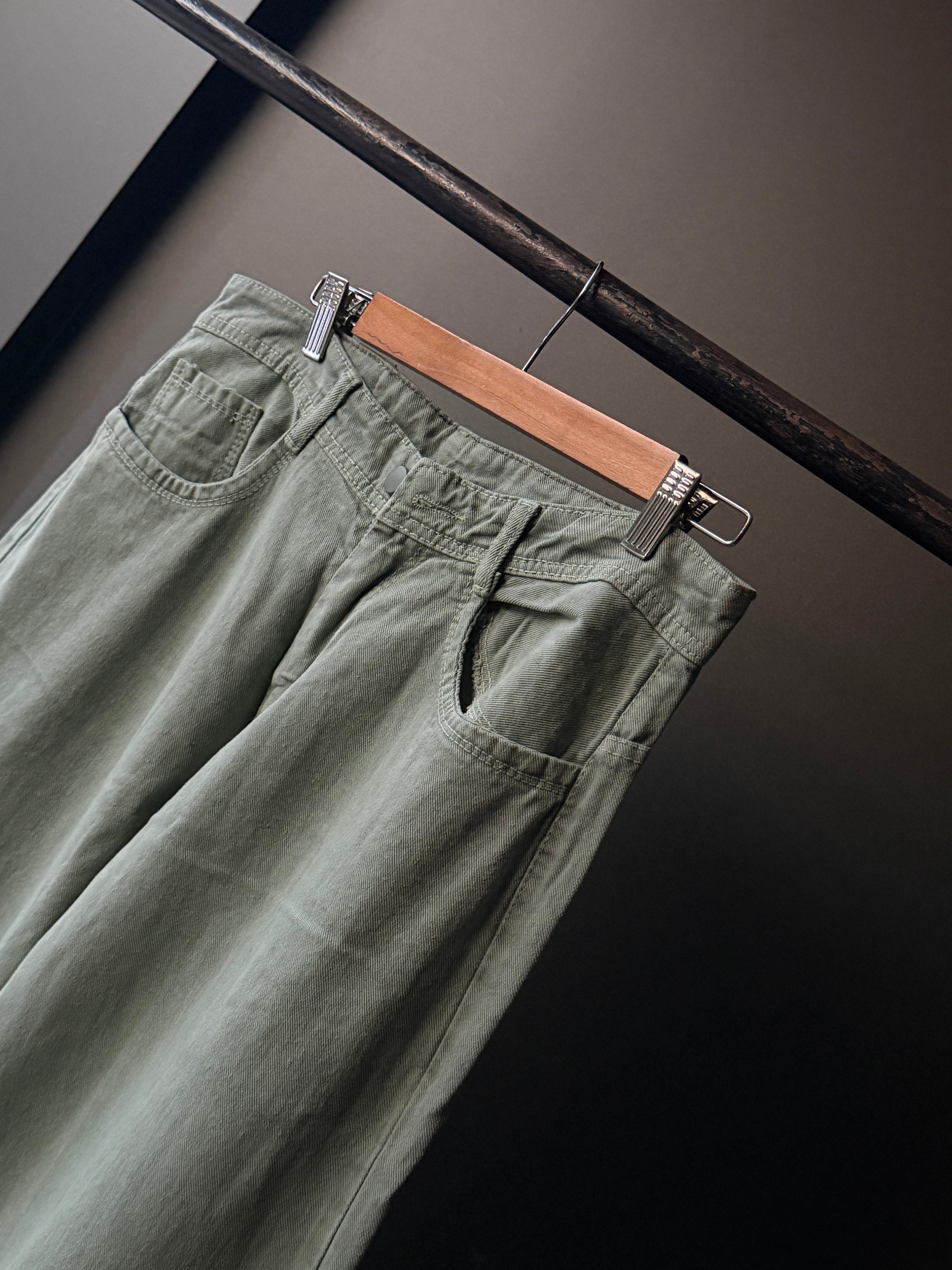 Sage Green Denim WideLeg Baggy Jn4/2