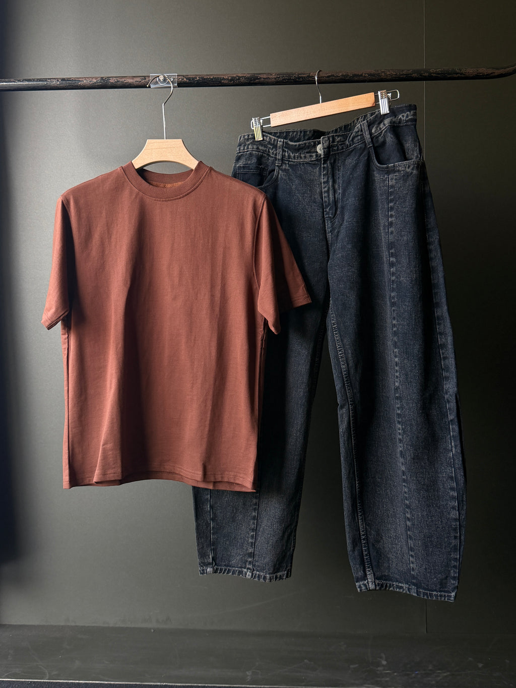 Rust District Streetwear Combo FiveSleeve Tee & Barrel baggy