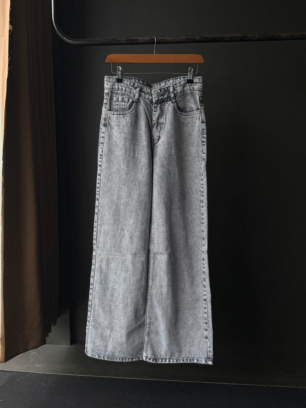 Ash Concrete Stone Wash Denim         WideLeg Baggy Jn9/1
