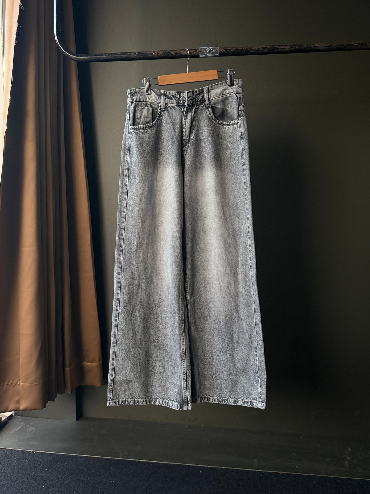 Krysen Ash stone grey wash Denim WideLeg Baggy Jn10/5