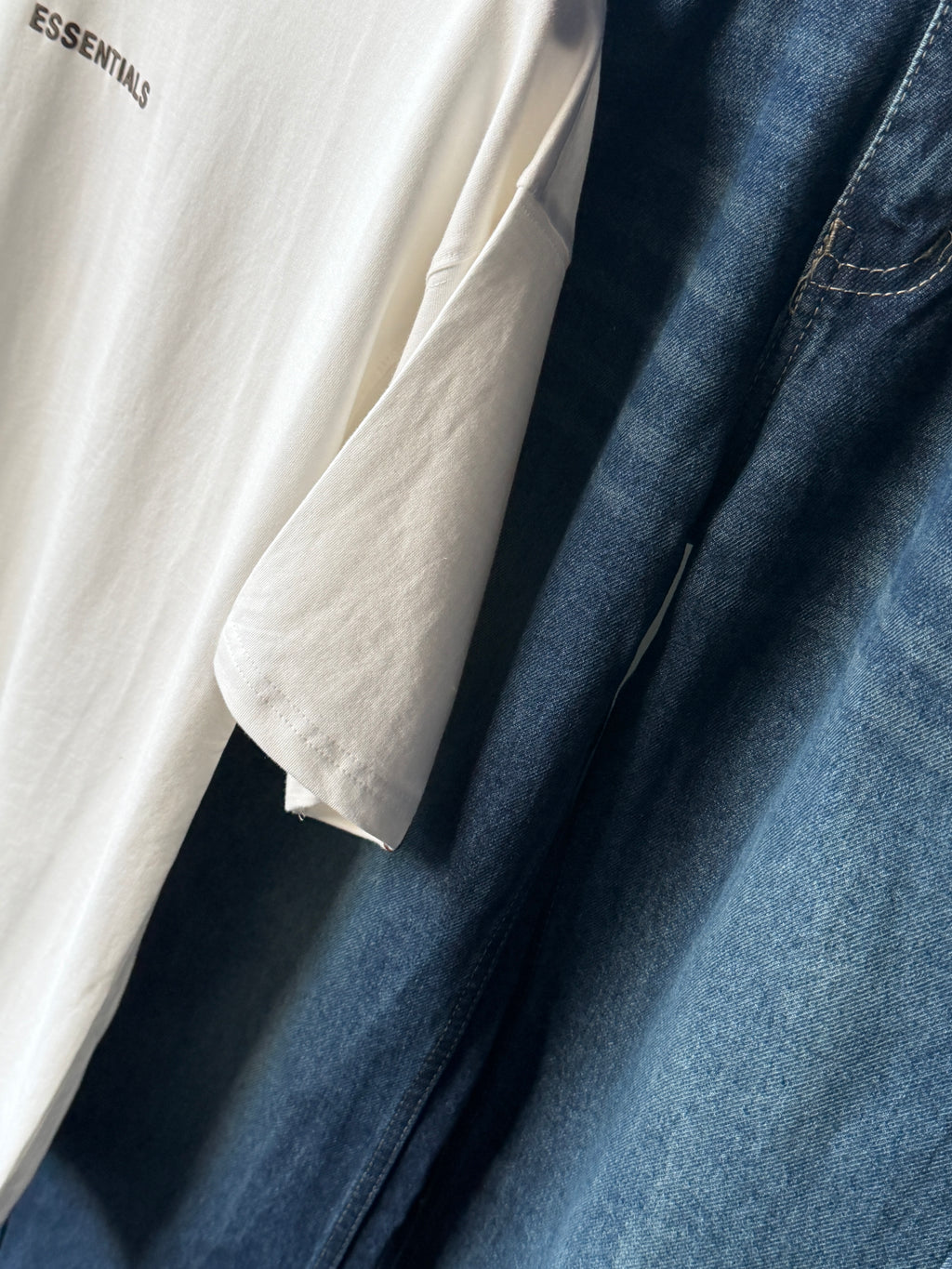 White Tee & Blue Baggy                     Street Wear Outfit Combo