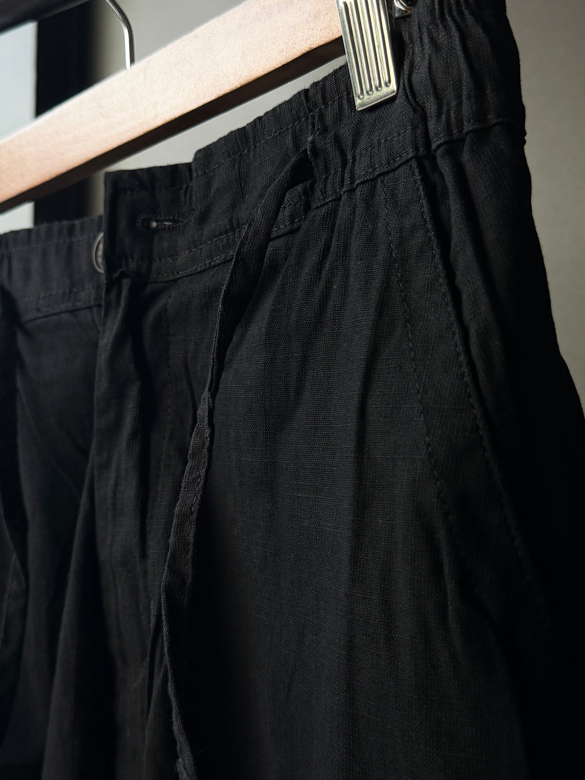 Onyx Black Linen Baggy Pants