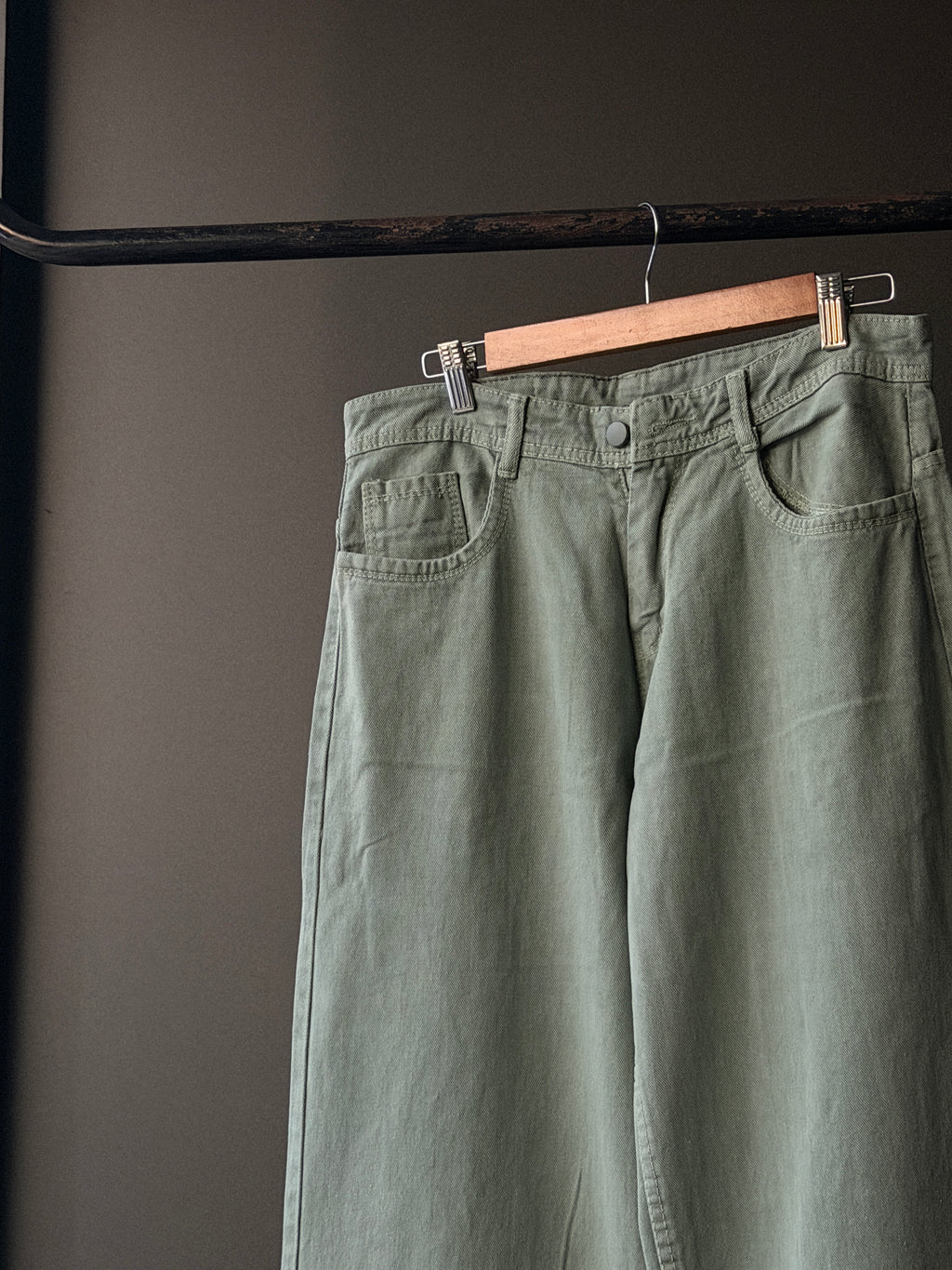 Sage Green Denim WideLeg Baggy Jn4/2