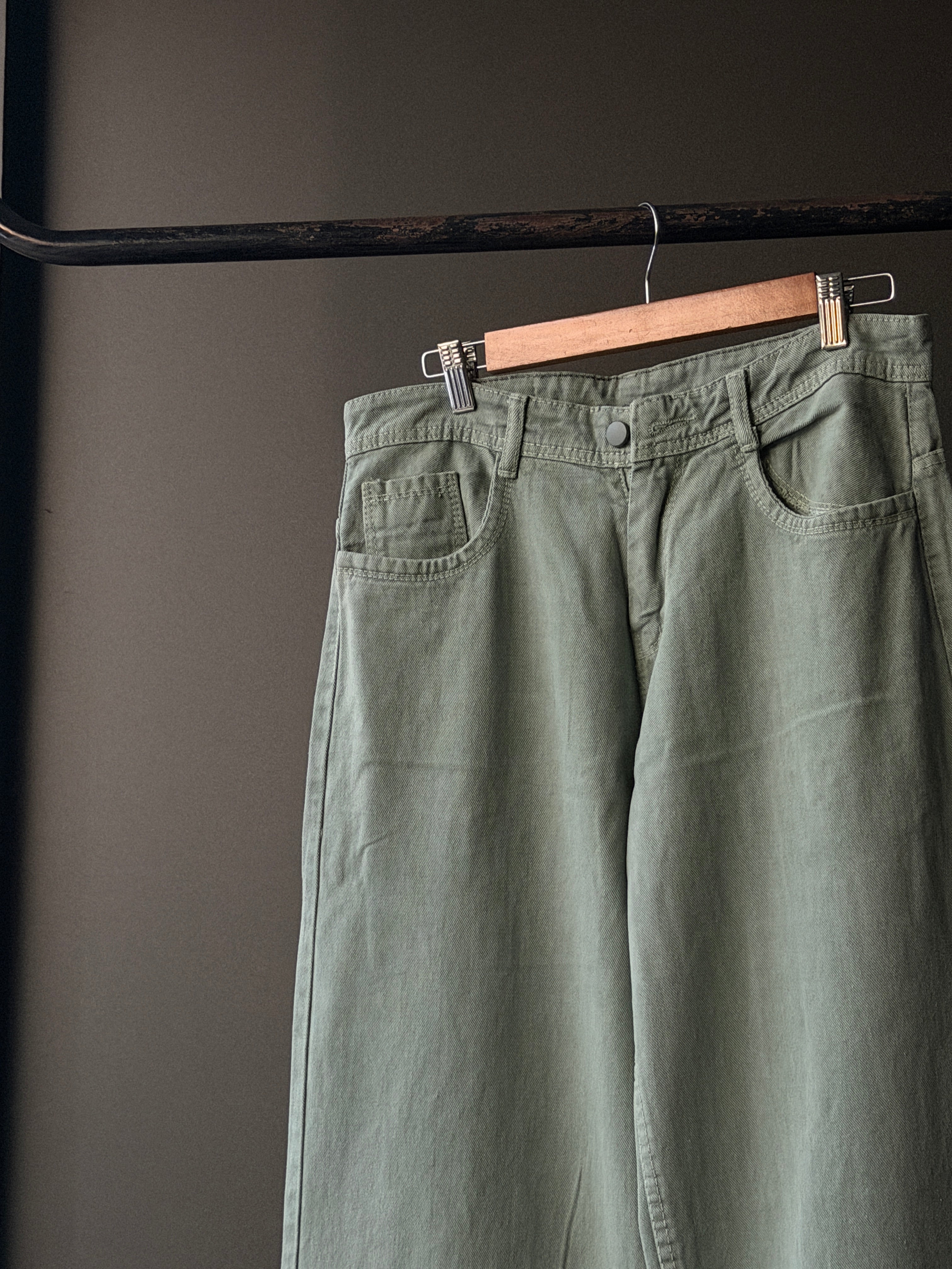 Sage Green Denim WideLeg Baggy Jn4/2