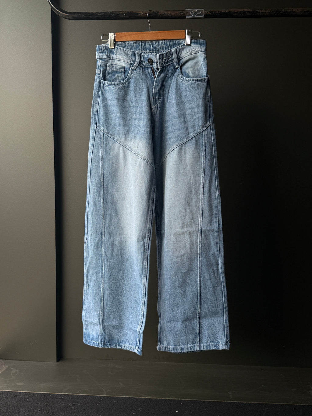 Dustvault Ice Washed Panel Denim WideLeg Baggy Jn13/3