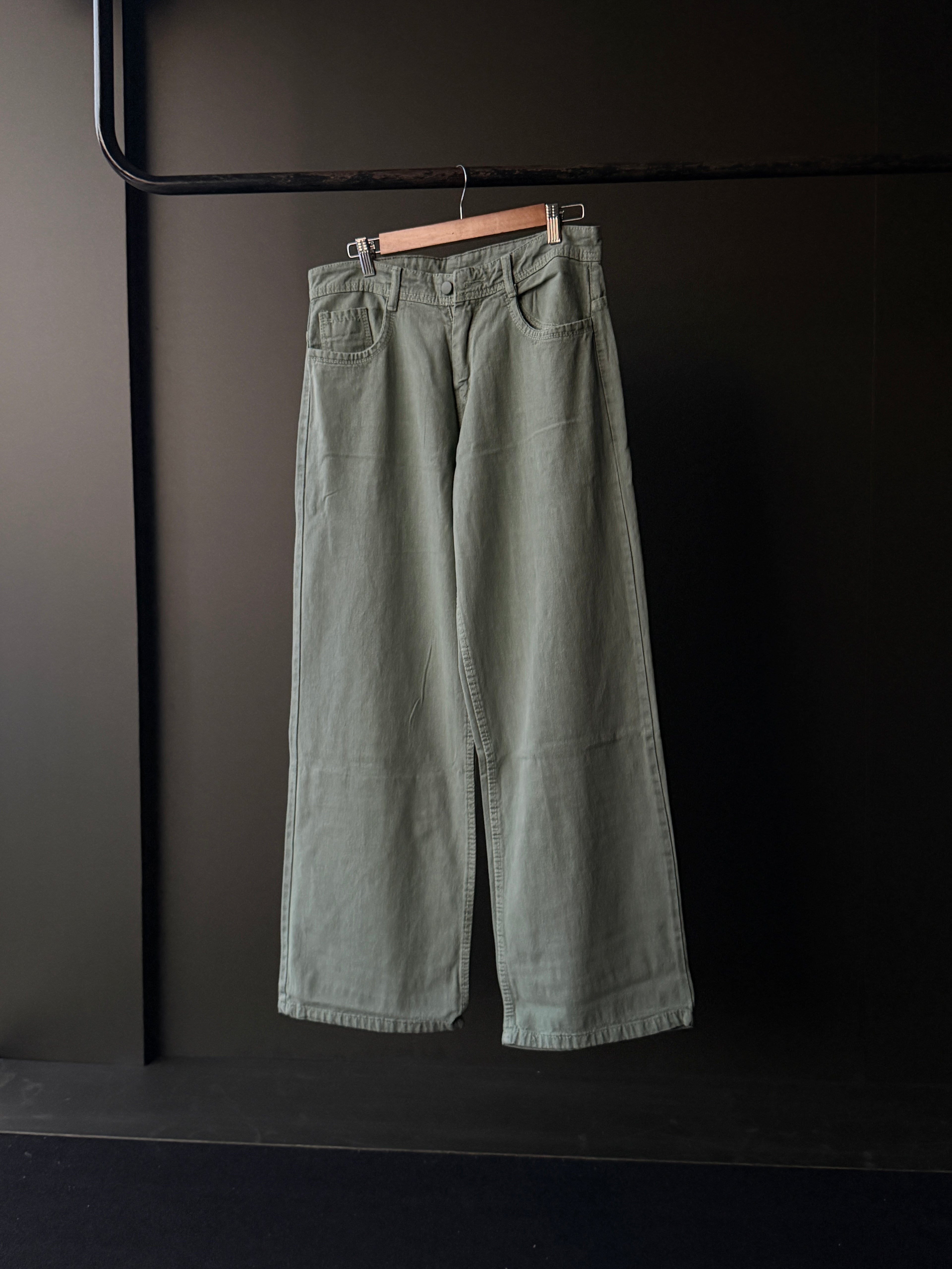 Sage Green Denim WideLeg Baggy Jn4/2