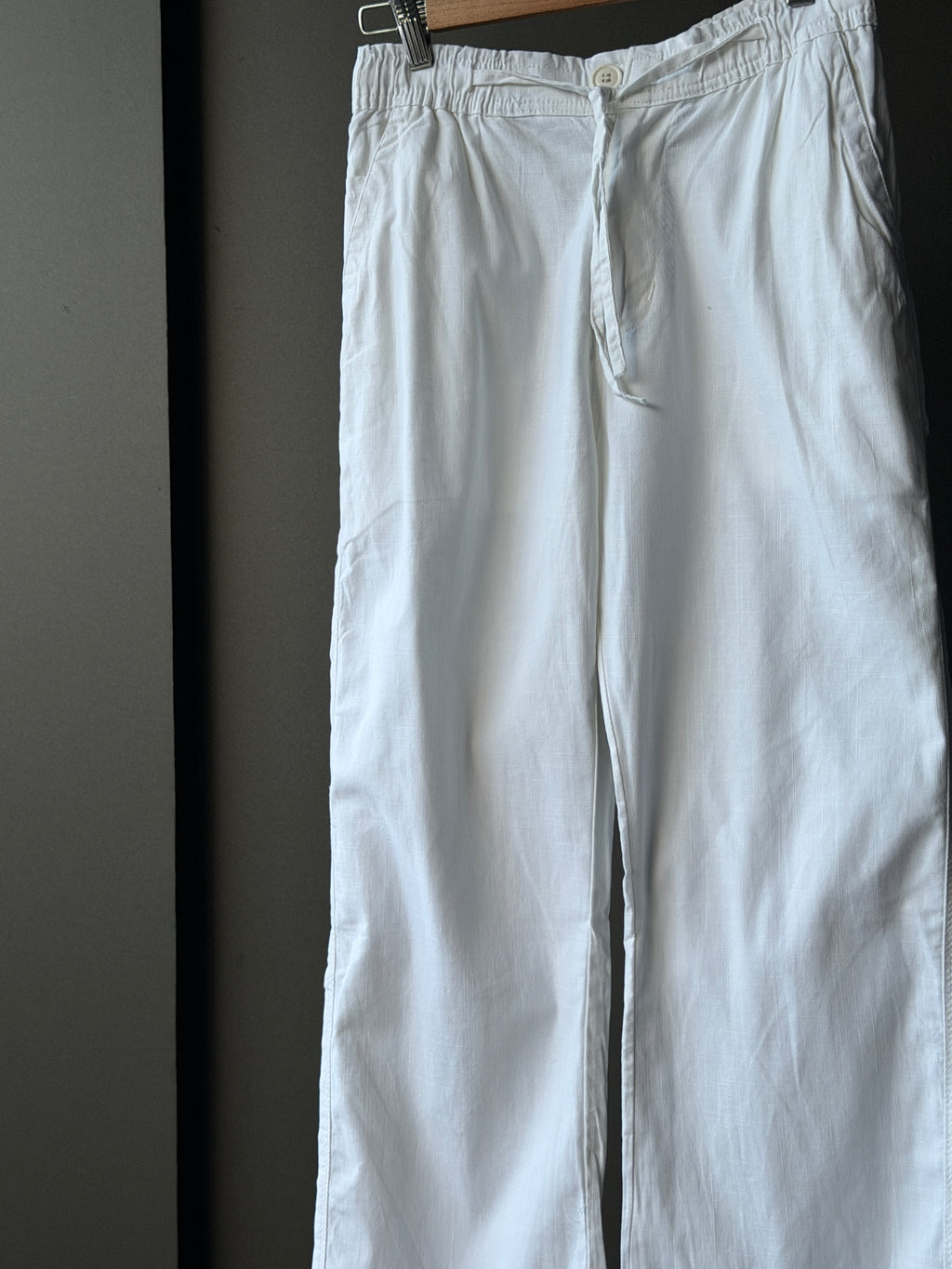 Arctic White Linen Baggy Pants