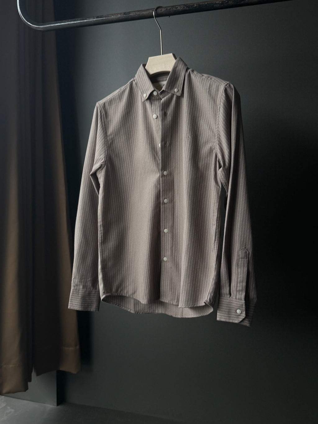 Stone Taupe Classic Stripe FullSleeve Shirt