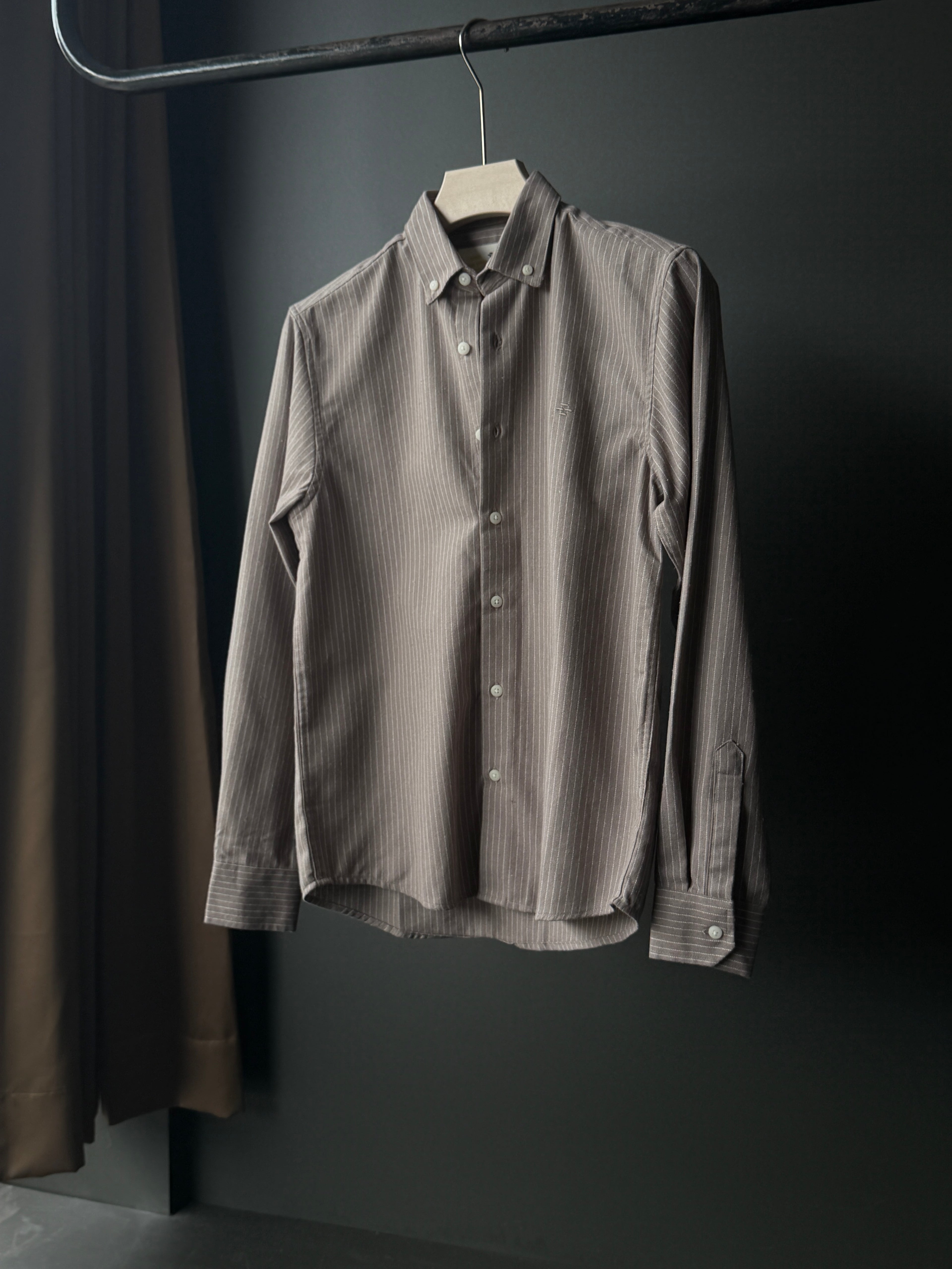 Stone Taupe Classic Stripe FullSleeve Shirt