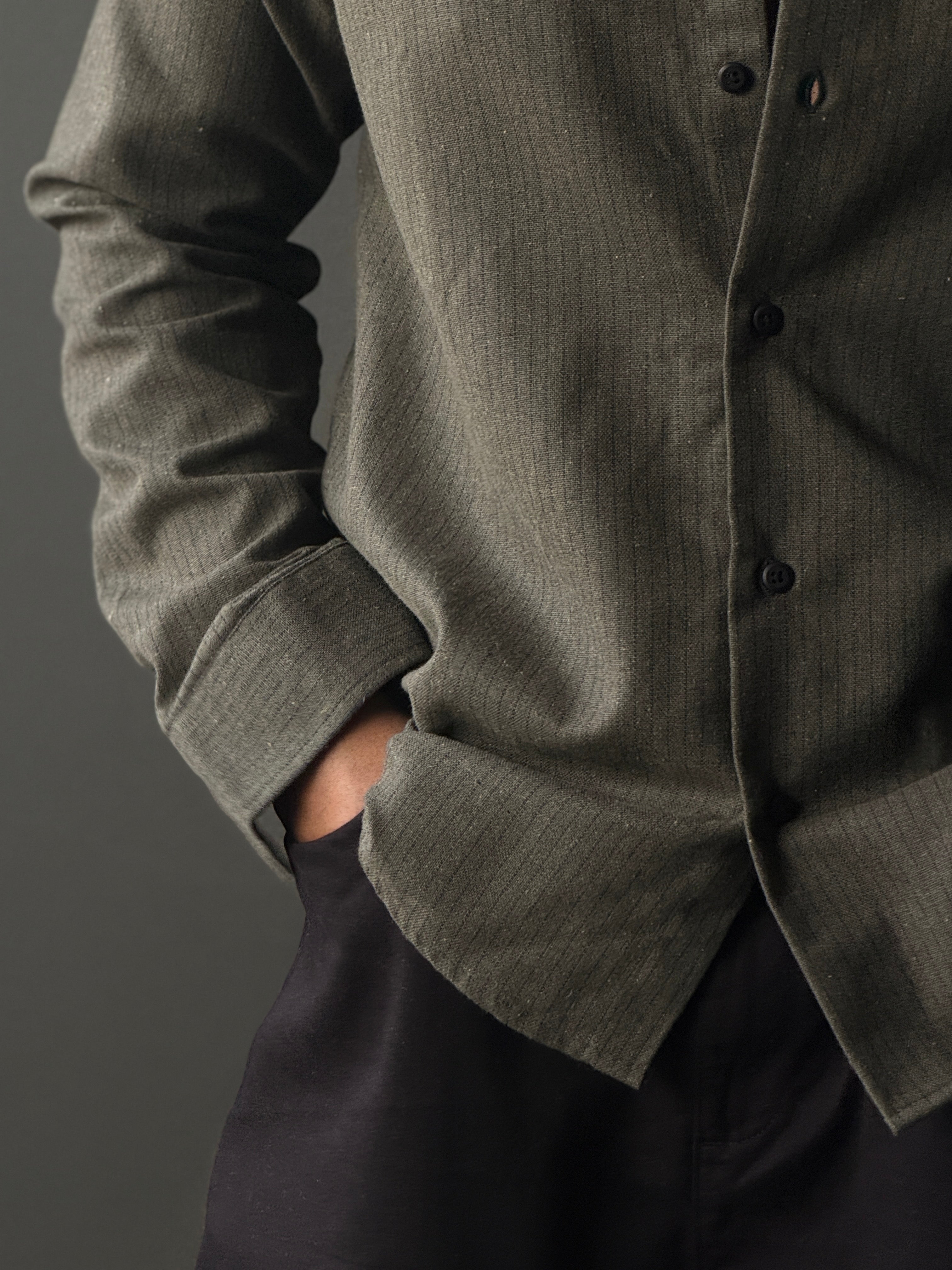 Olive Dusk – Classic Stripe FullSleeve Shirt