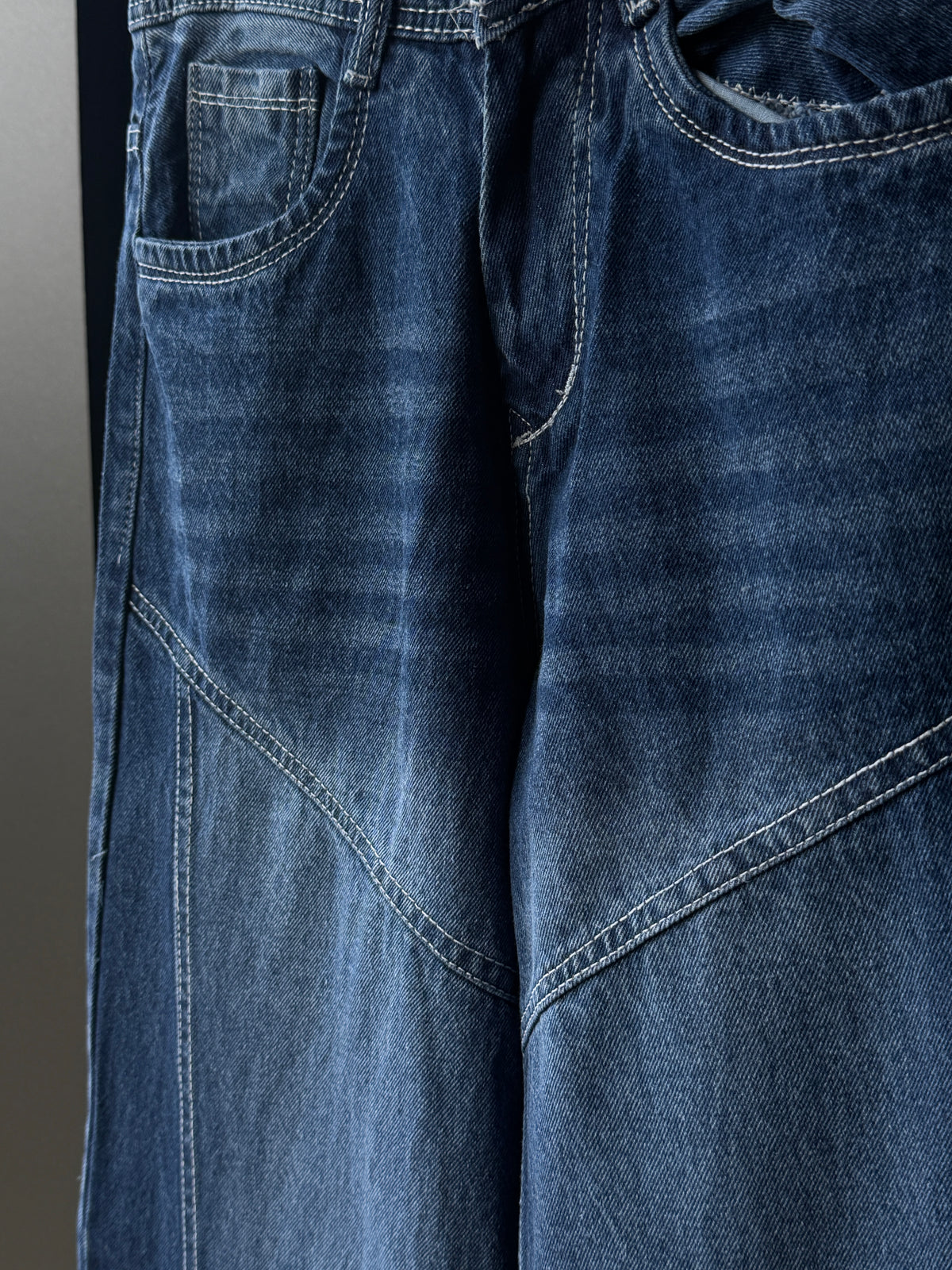 Rivetline Indigo Washed Panel Denim WideLeg Baggy Jn13/2