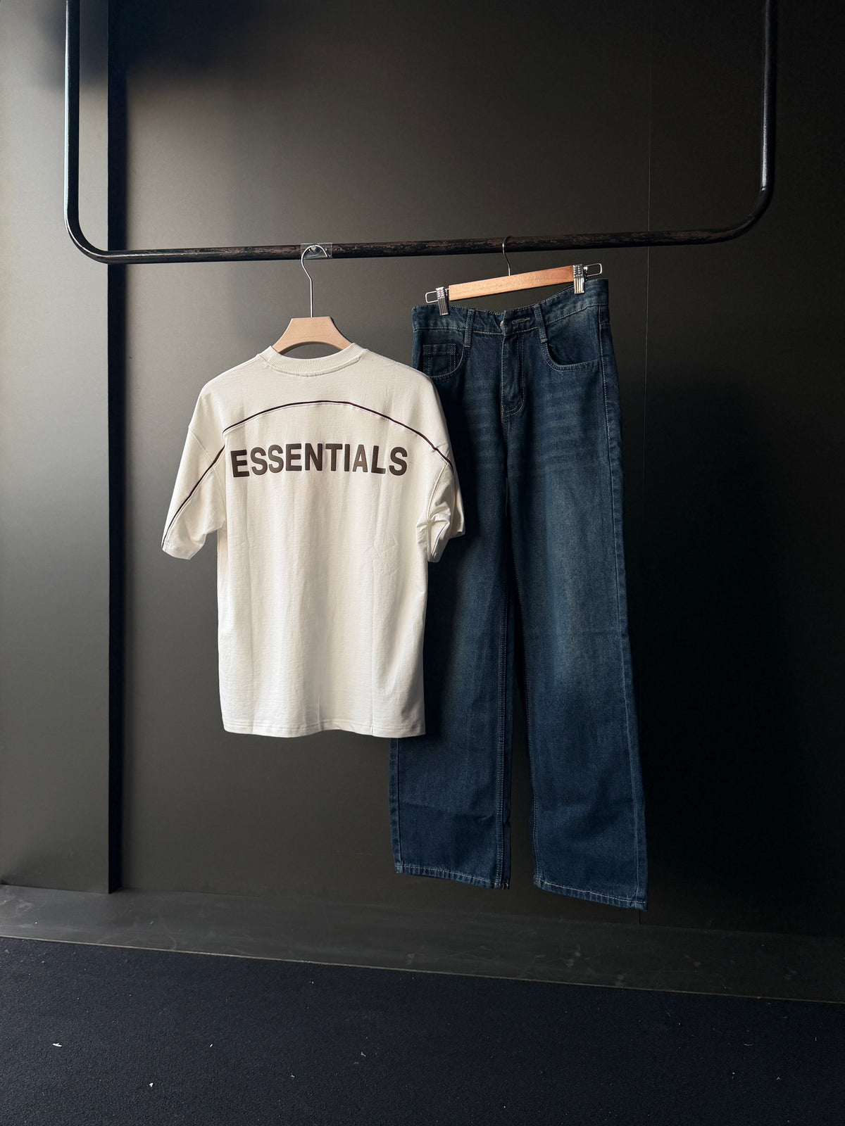 White Tee & Blue Baggy                     Street Wear Outfit Combo
