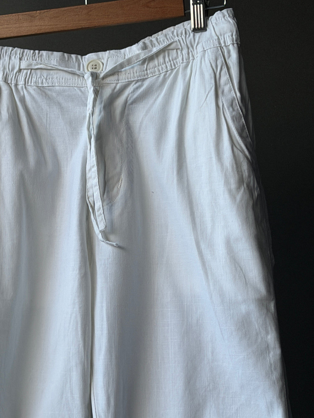 Arctic White Linen Baggy Pants