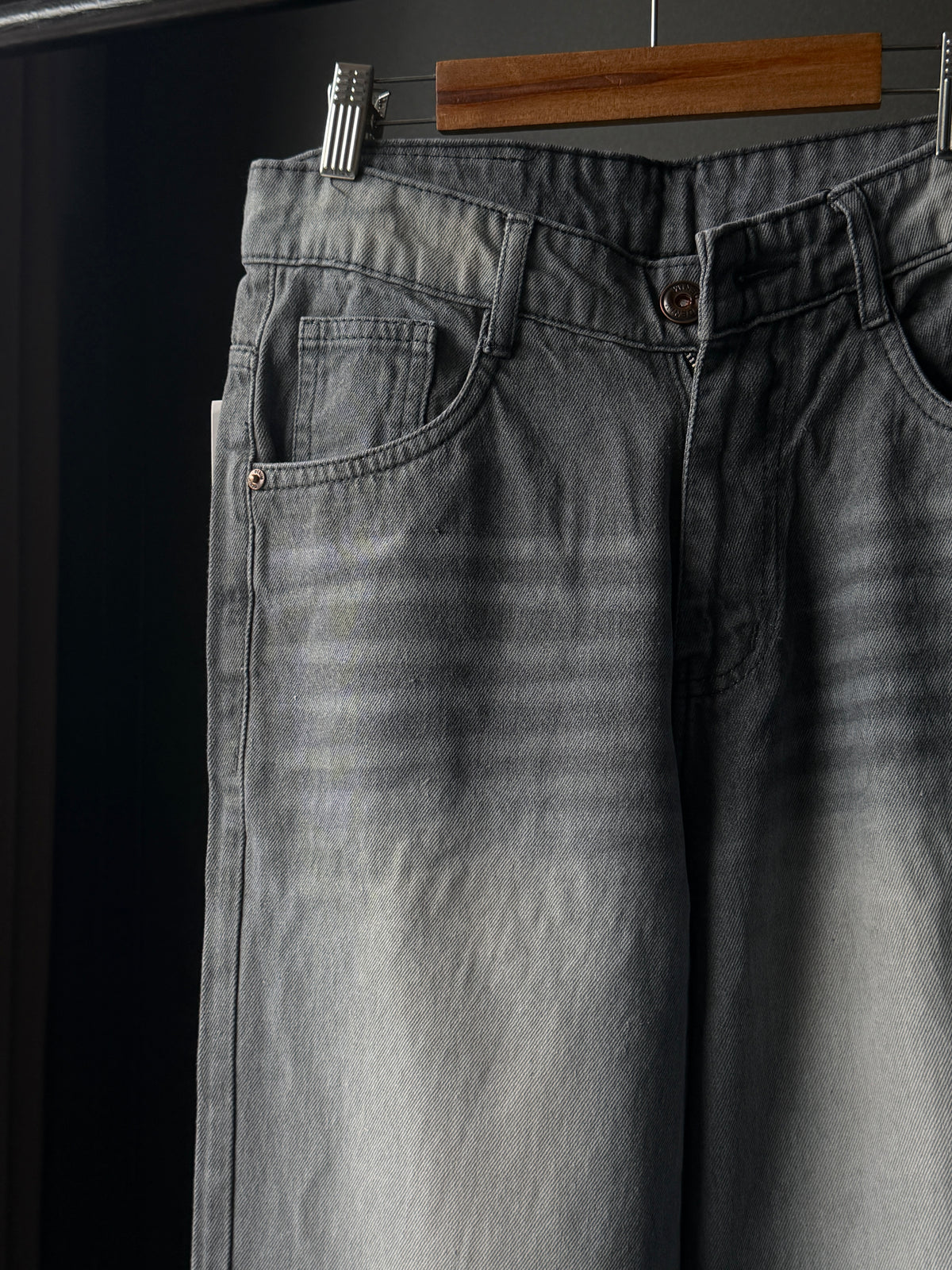 Steel Haze Whisker Shaded  Denim WideLeg Baggy