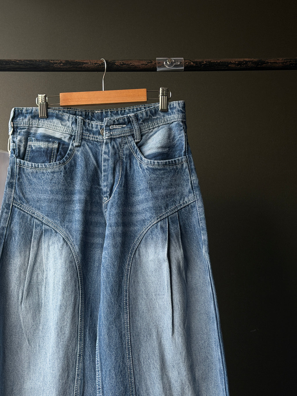 Splitforge Vintage Washed Panel Denim WideLeg BaggyJn13/4