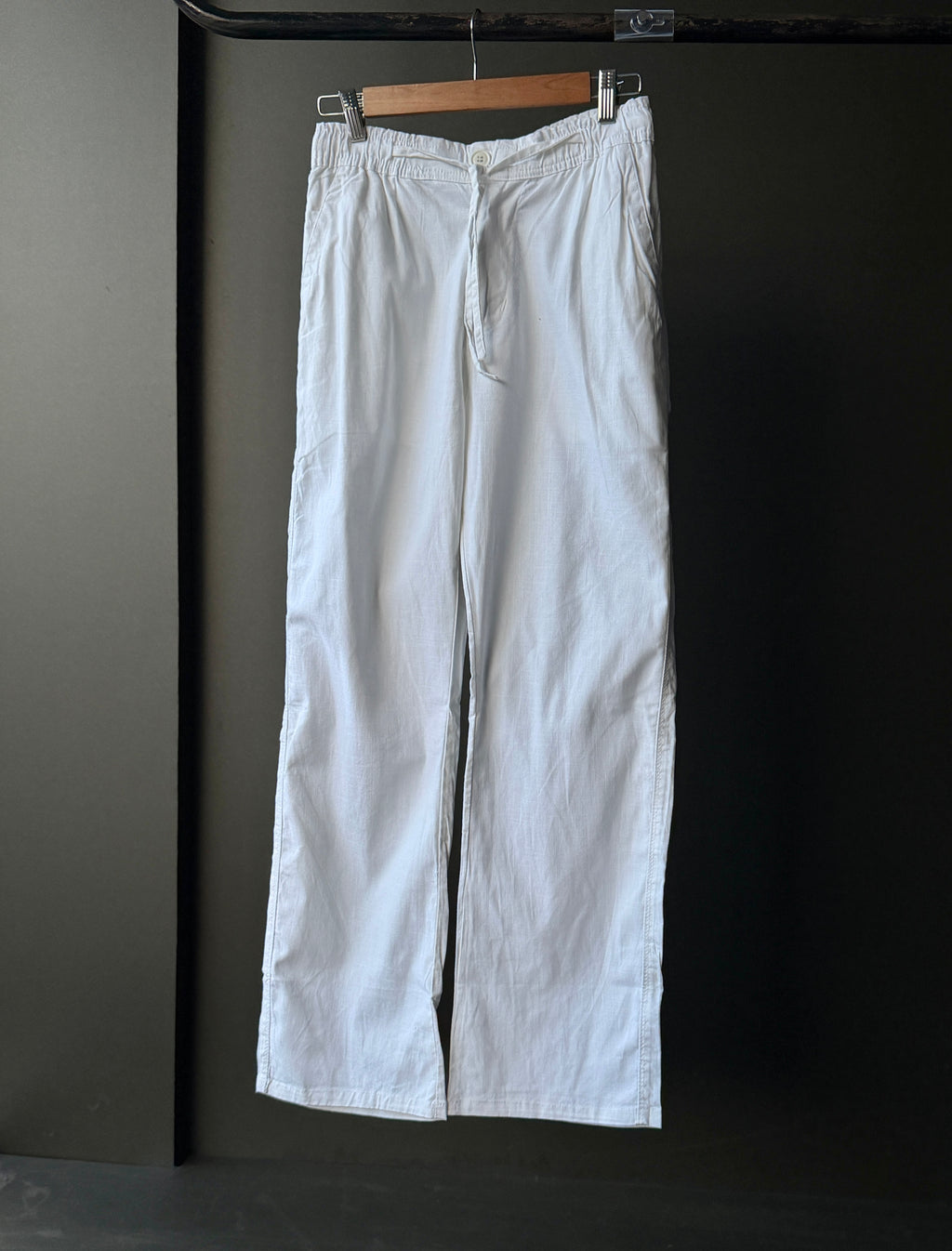Arctic White Linen Baggy Pants