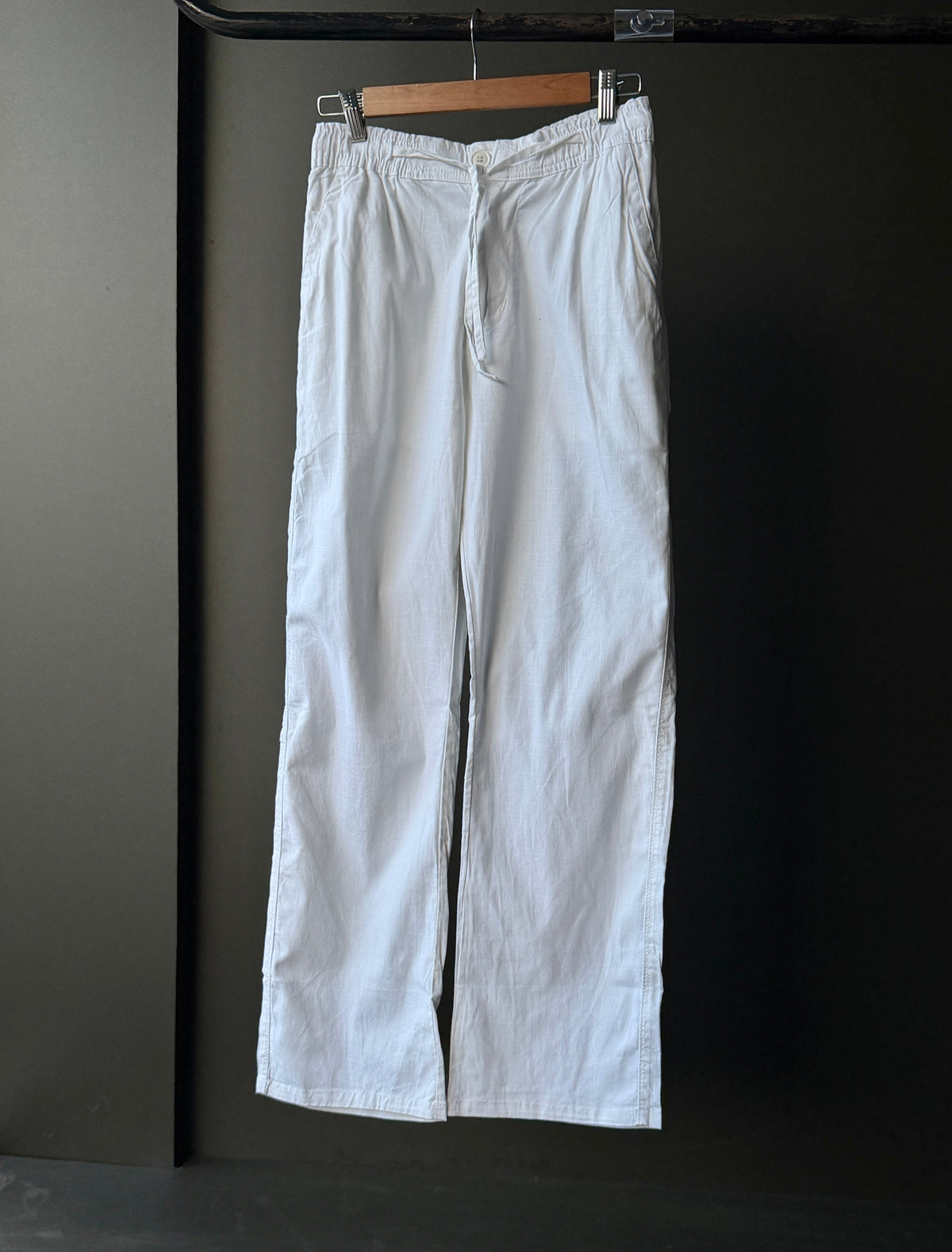 Arctic White Linen Baggy Pants