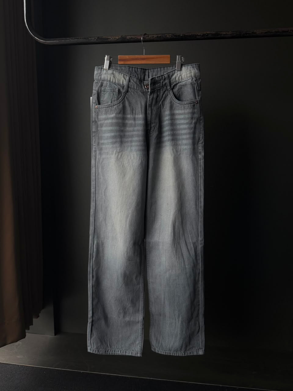 Steel Haze Whisker Shaded  Denim WideLeg Baggy