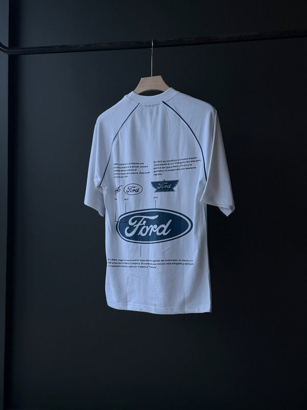 FORD Oversized Five-Sleeve Tee — Clean White, Pure Street Energy
