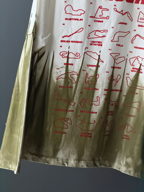 FORMULA-1 Oversized Five-Sleeve Tee — Olive Dipped White Premium Street Drop