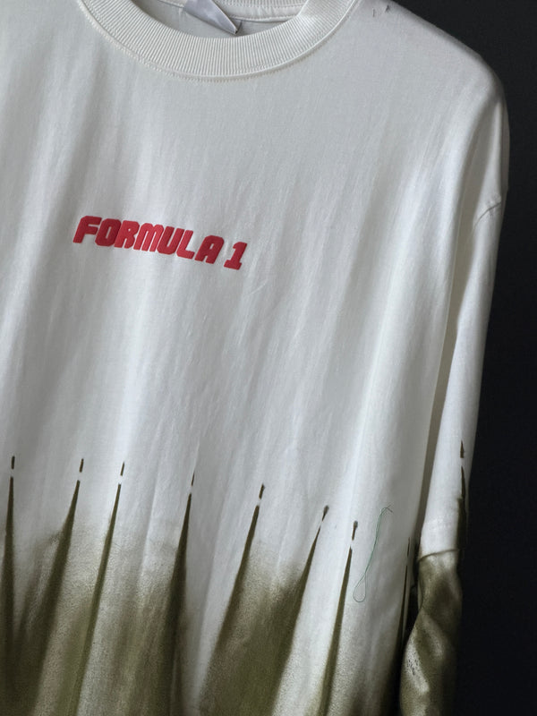 FORMULA-1 Oversized Five-Sleeve Tee — Olive Dipped White Premium Street Drop