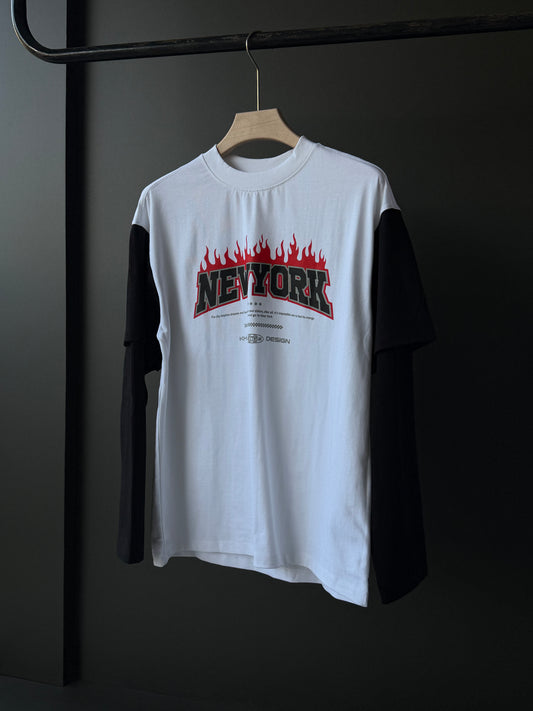 KHART Dr Sleeves | White Contrast Sleeve Oversized Tee