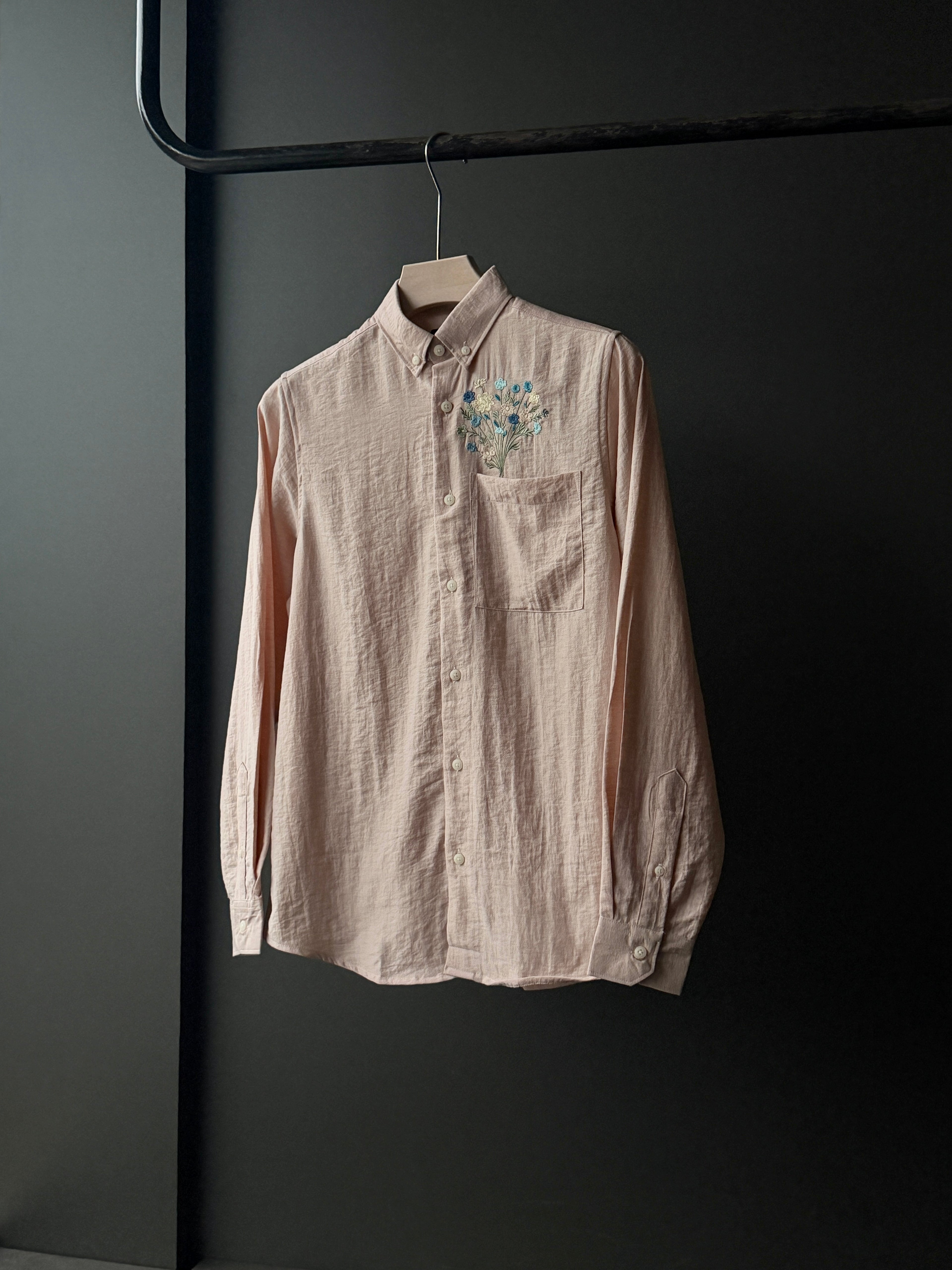 Azure Bloom Embroidery Fullsleeve Shirt