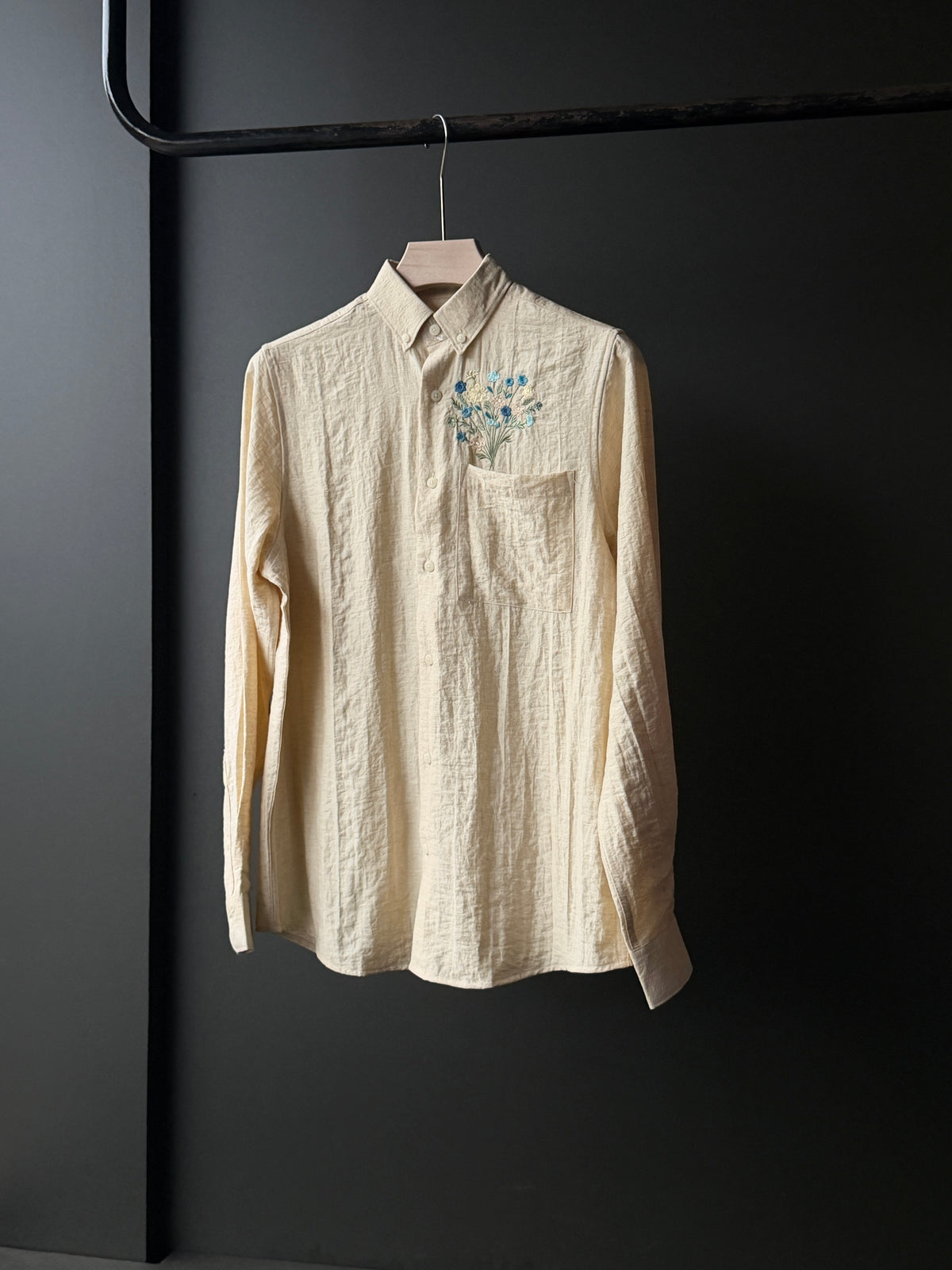 Azure Bloom Embroidery Fullsleeve Shirt