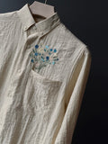 Azure Bloom Embroidery Fullsleeve Shirt