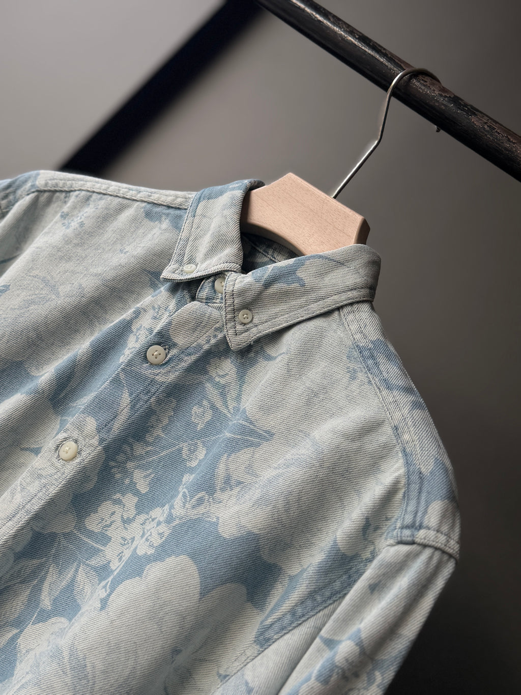 Azure Meadow Floralprint Denim Fullsleeve Shirt