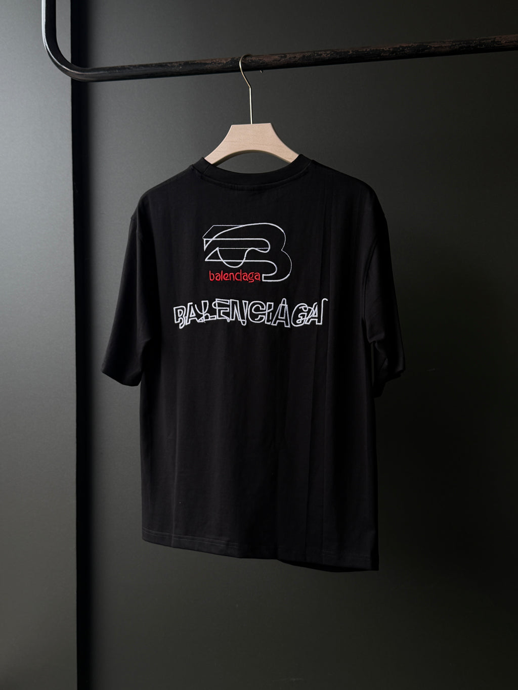 Balenciaga Signature Jet Black Fivesleeve Tshirt