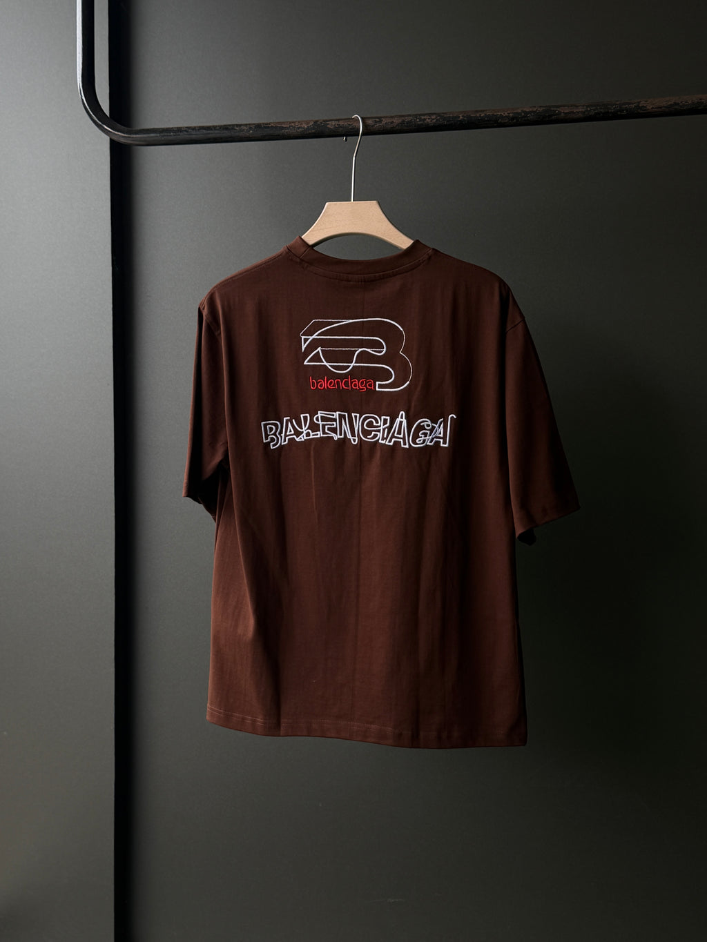 Balenciaga Signature Dark Chocolate Brown Fivesleeve Tshirt
