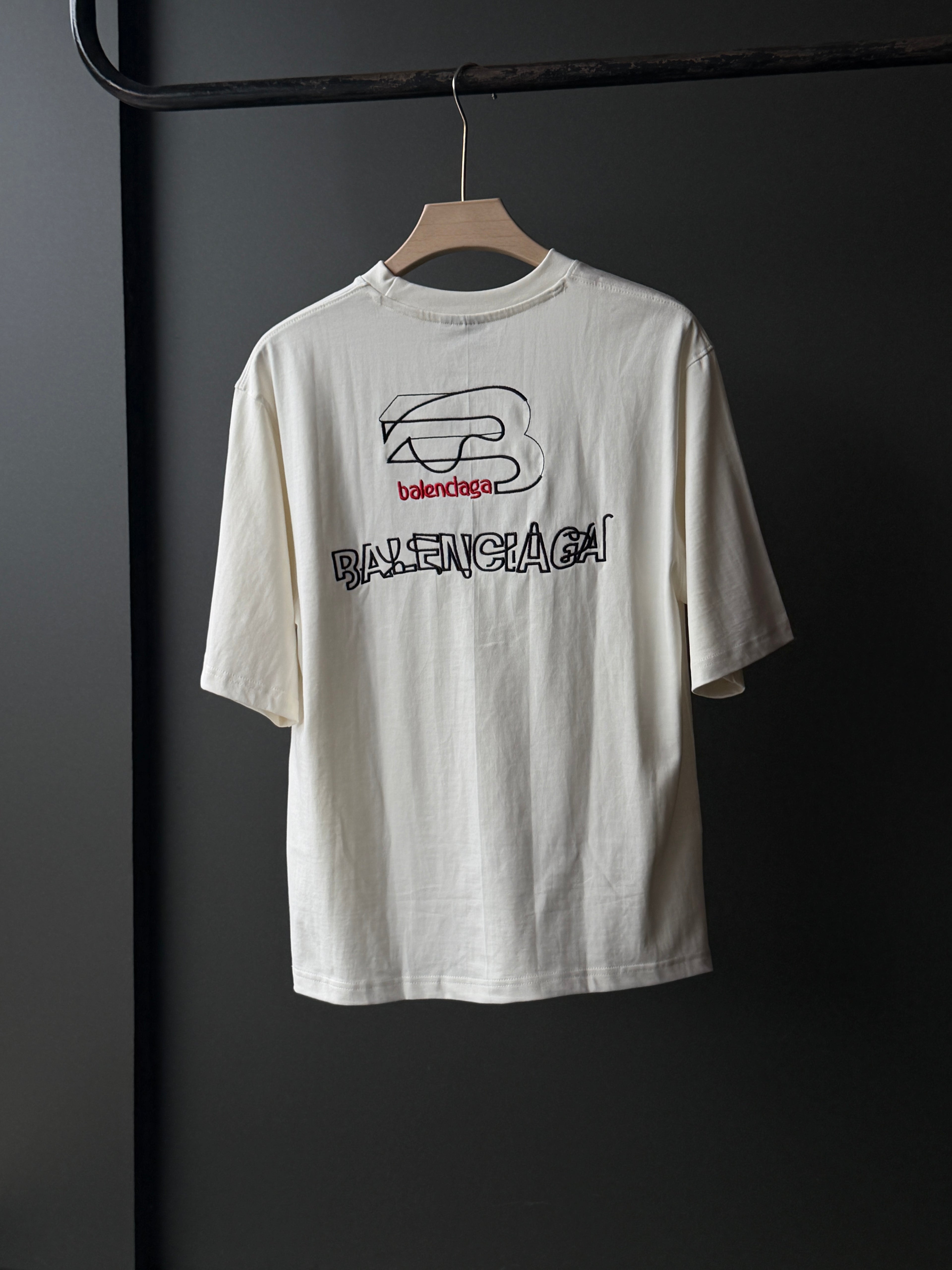 Balenciaga Signature Ivory White Fivesleeve Tshirt