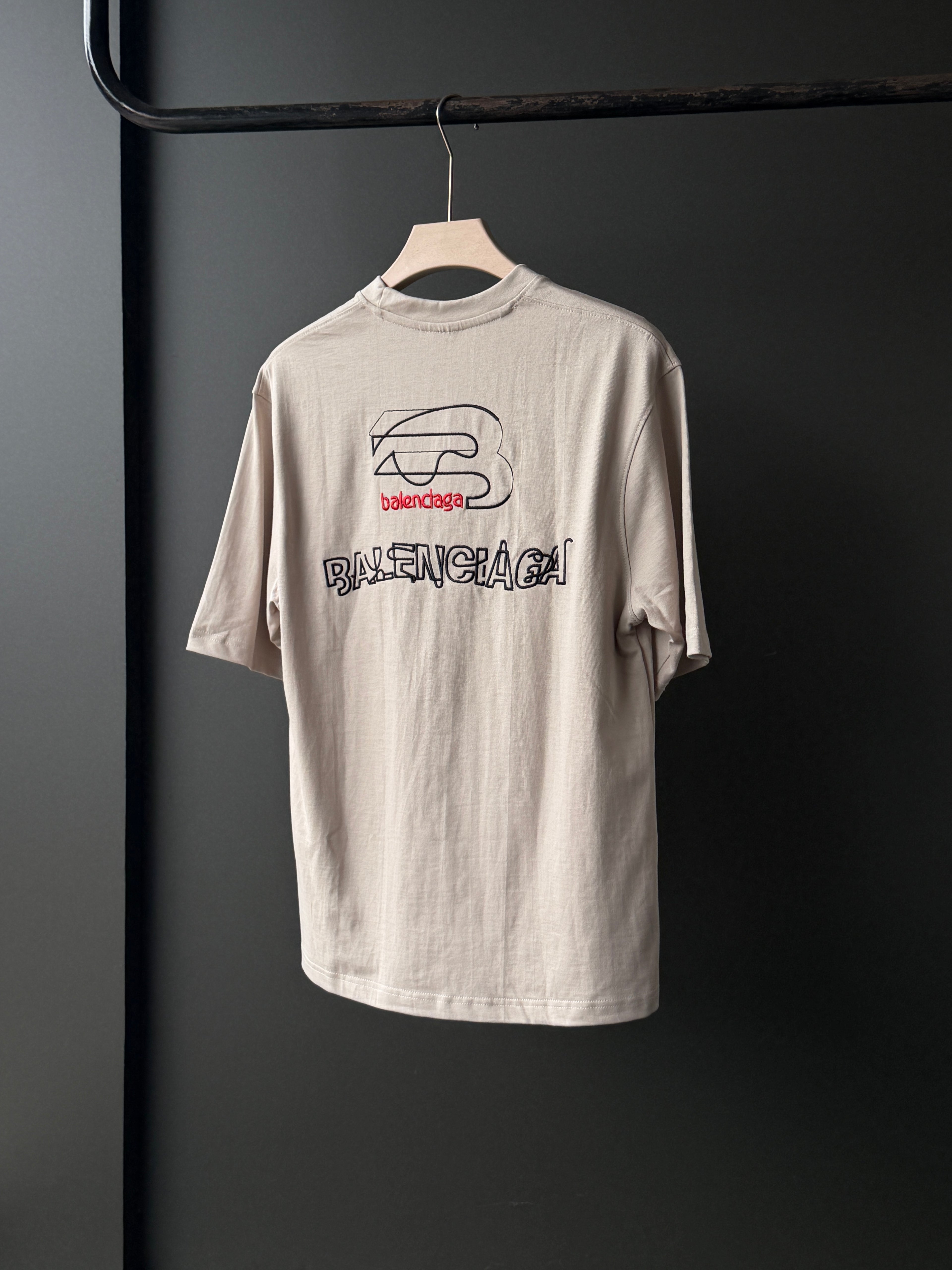 Balenciaga Signature Stone Grey  Fivesleeve Tshirt