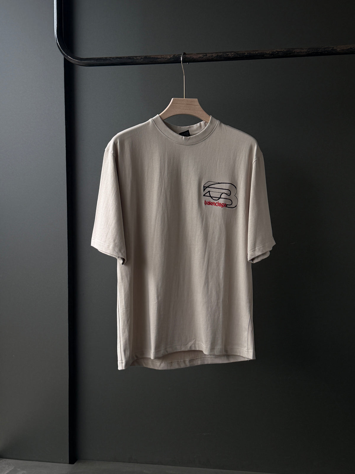 Balenciaga Signature Stone Grey  Fivesleeve Tshirt