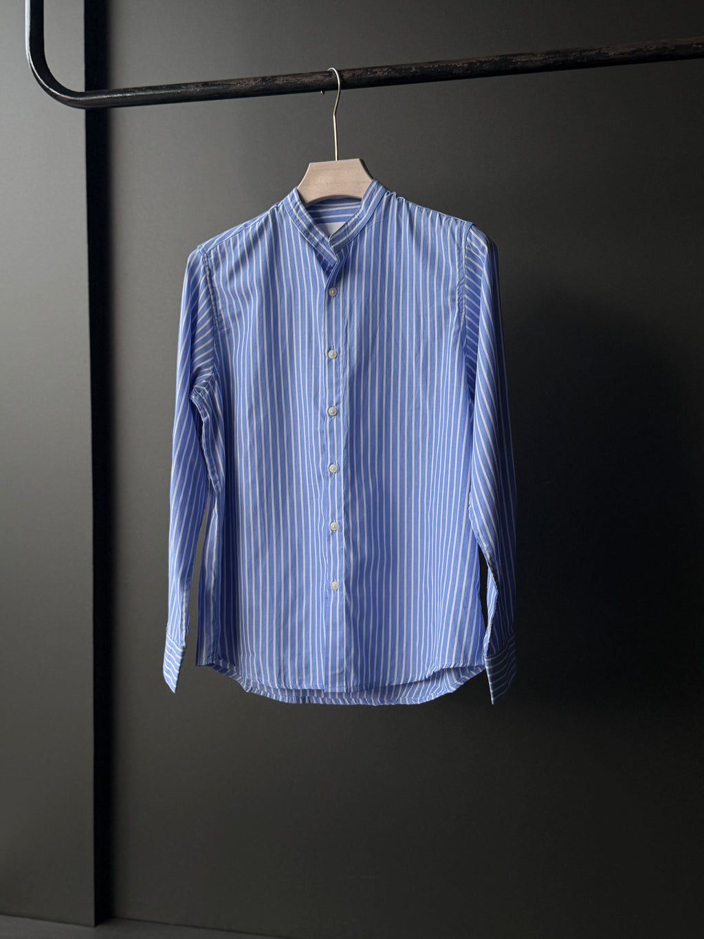 Blueroyalstripe Chineseneck Fullsleeve Shirt