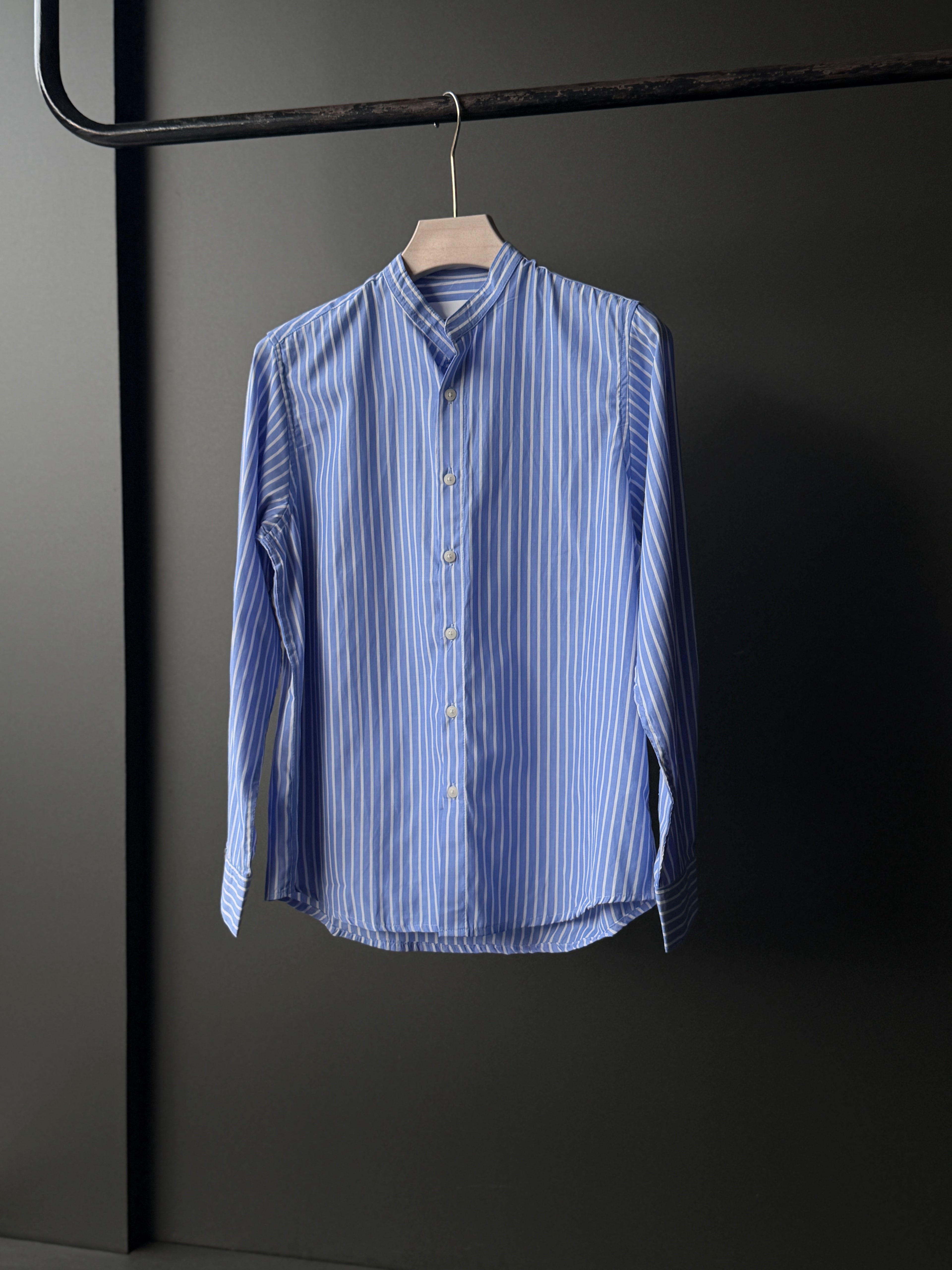 Blueroyalstripe Chineseneck Fullsleeve Shirt
