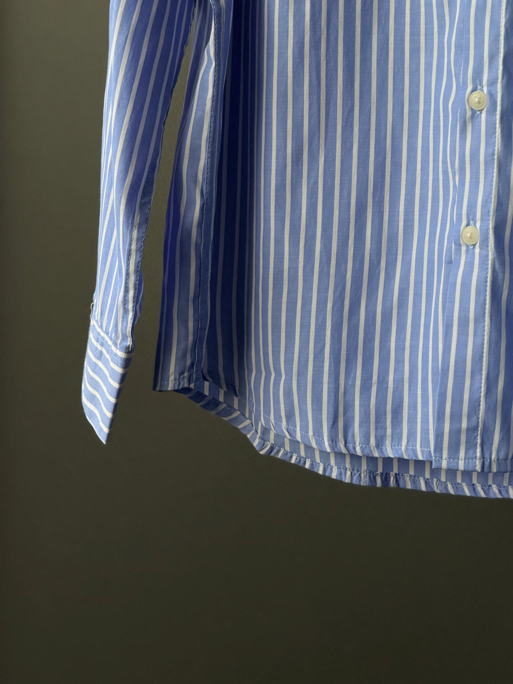 Blueroyalstripe Chineseneck Fullsleeve Shirt