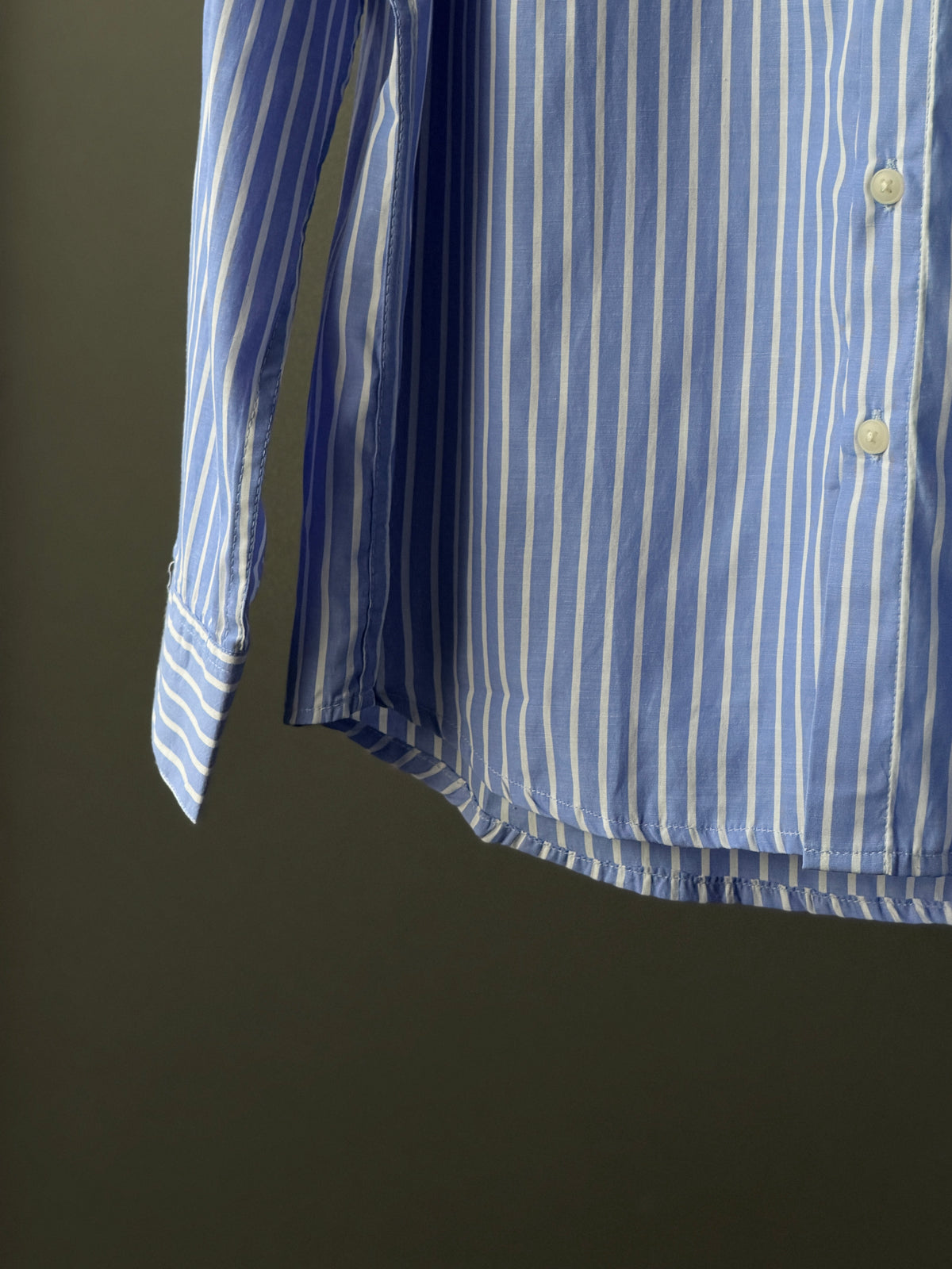 Blueroyalstripe Chineseneck Fullsleeve Shirt