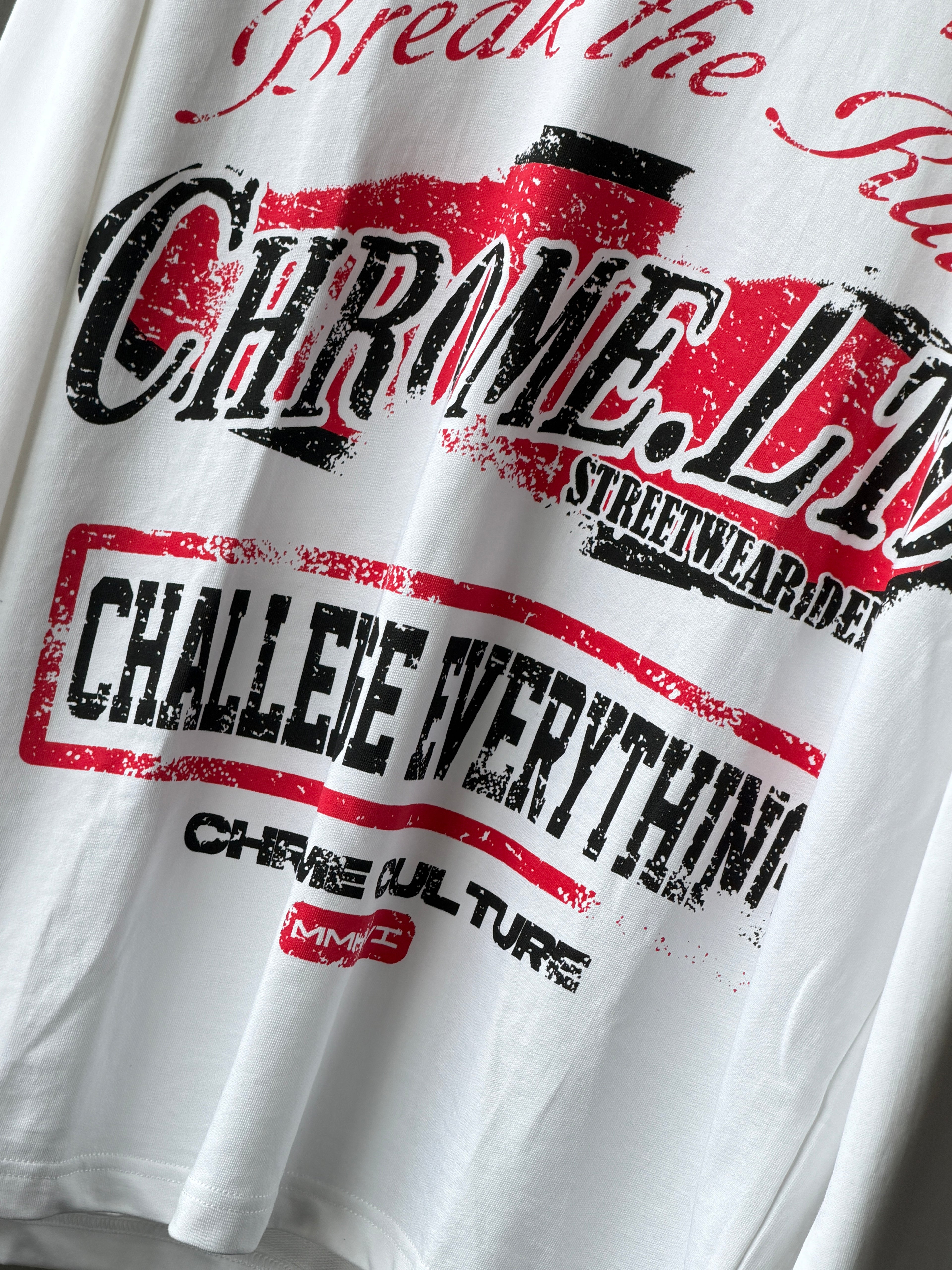Chrome Fullsleeve FrontPrint White Tshirt