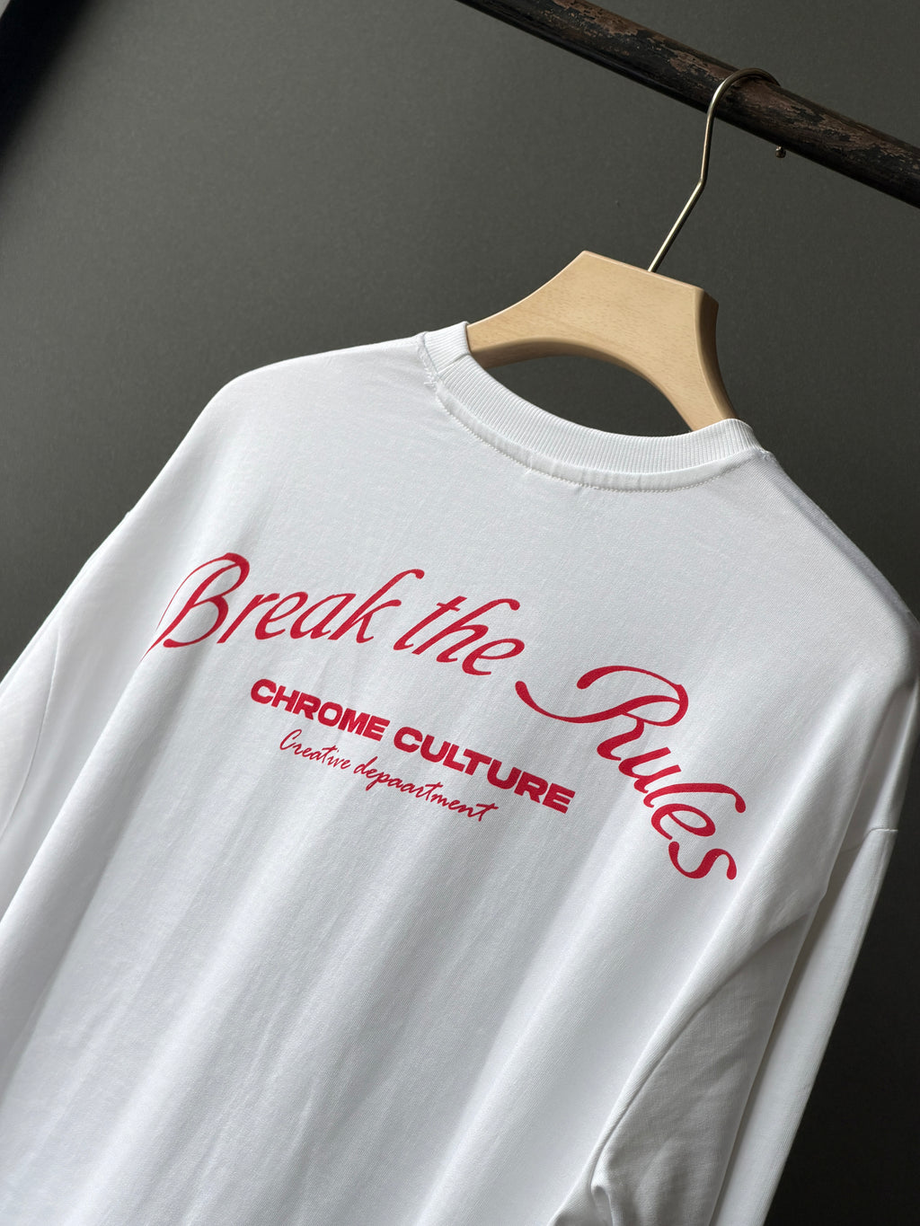 Chrome Fullsleeve FrontPrint White Tshirt
