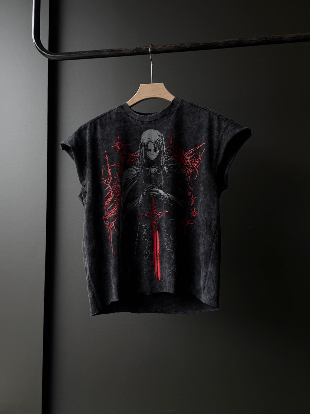 Crimson Knight Acid Wash Sleeveless Tshirt