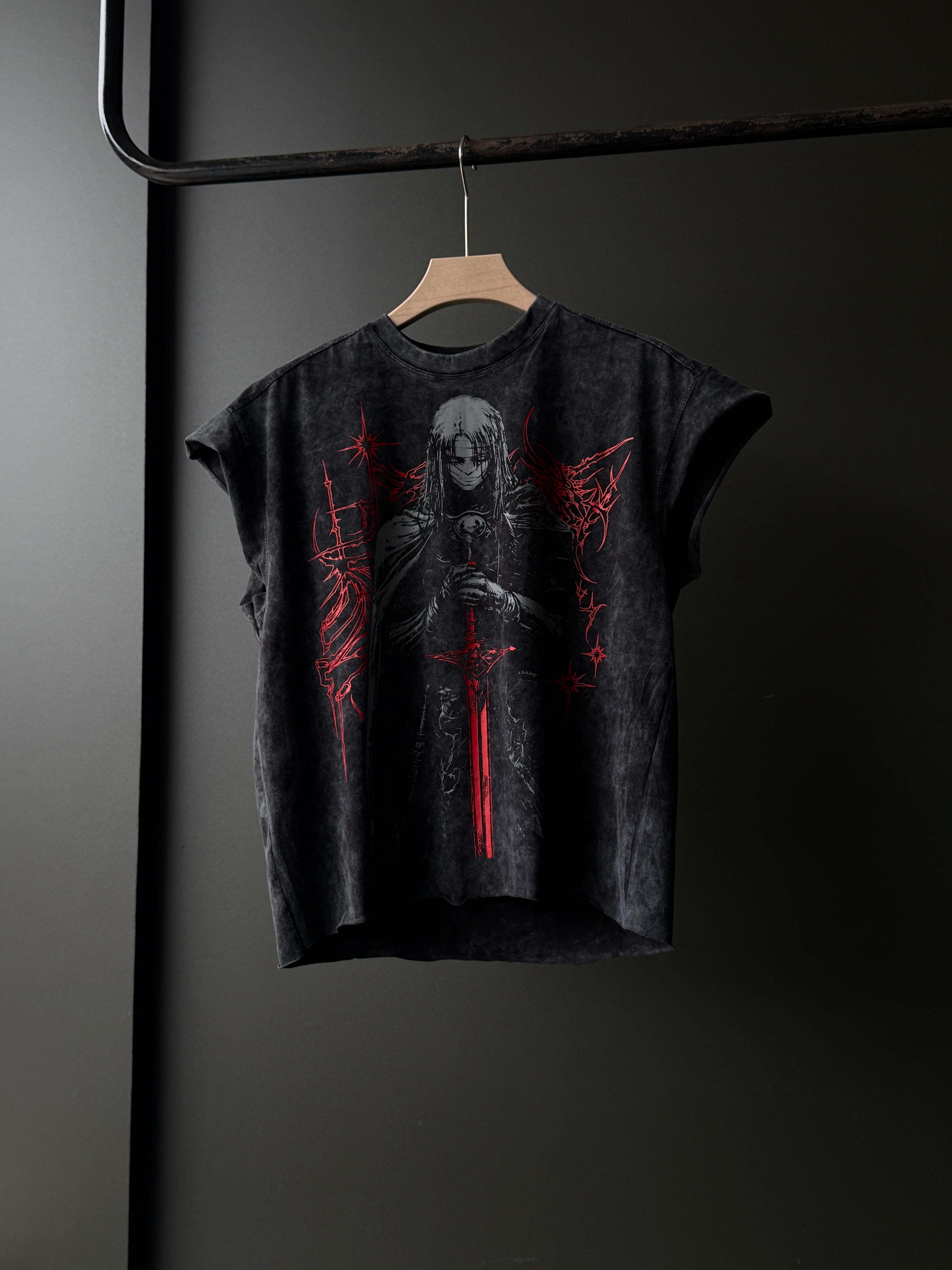 Crimson Knight Acid Wash Sleeveless Tshirt