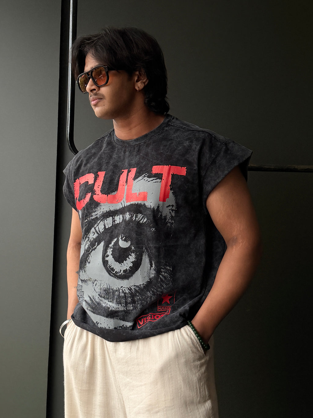 Cult Vission Acid Wash Sleeveless Tshirt