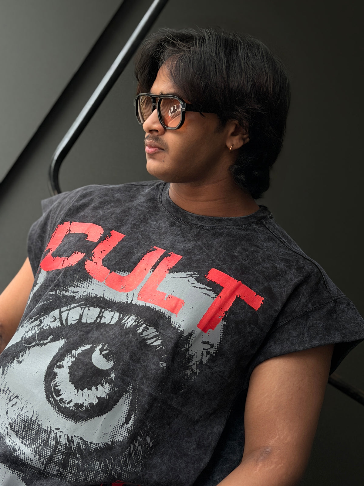 Cult Vission Acid Wash Sleeveless Tshirt