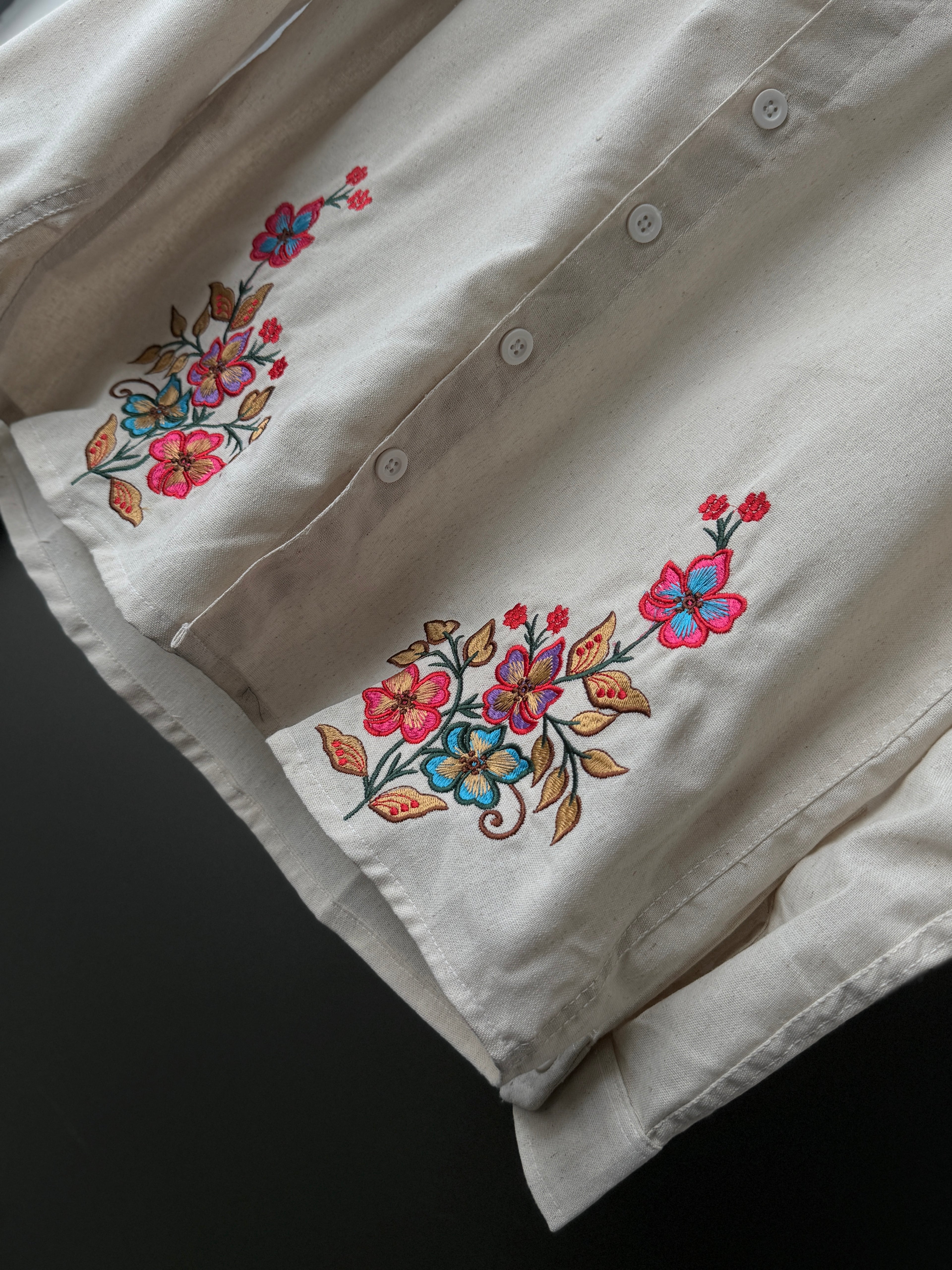 Floralpink Embroidary Fullsleeve Shirt