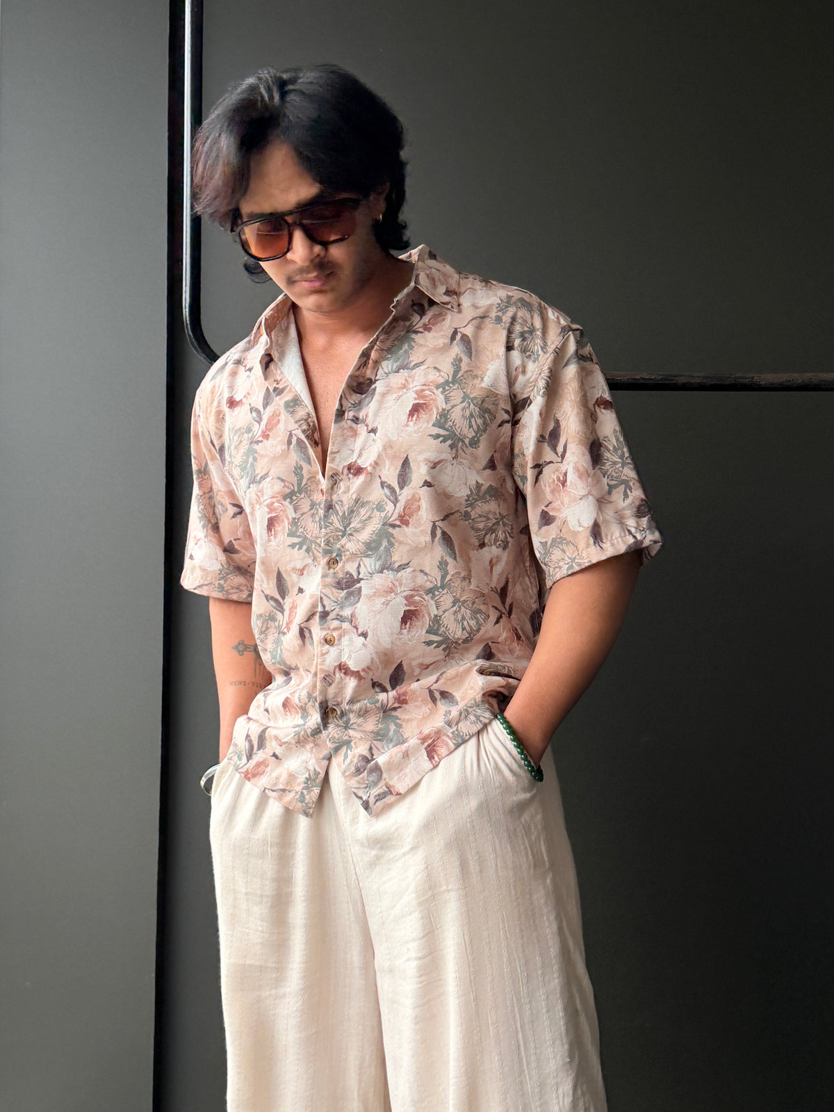 Floralprint Viscose Fivesleeve Shirt